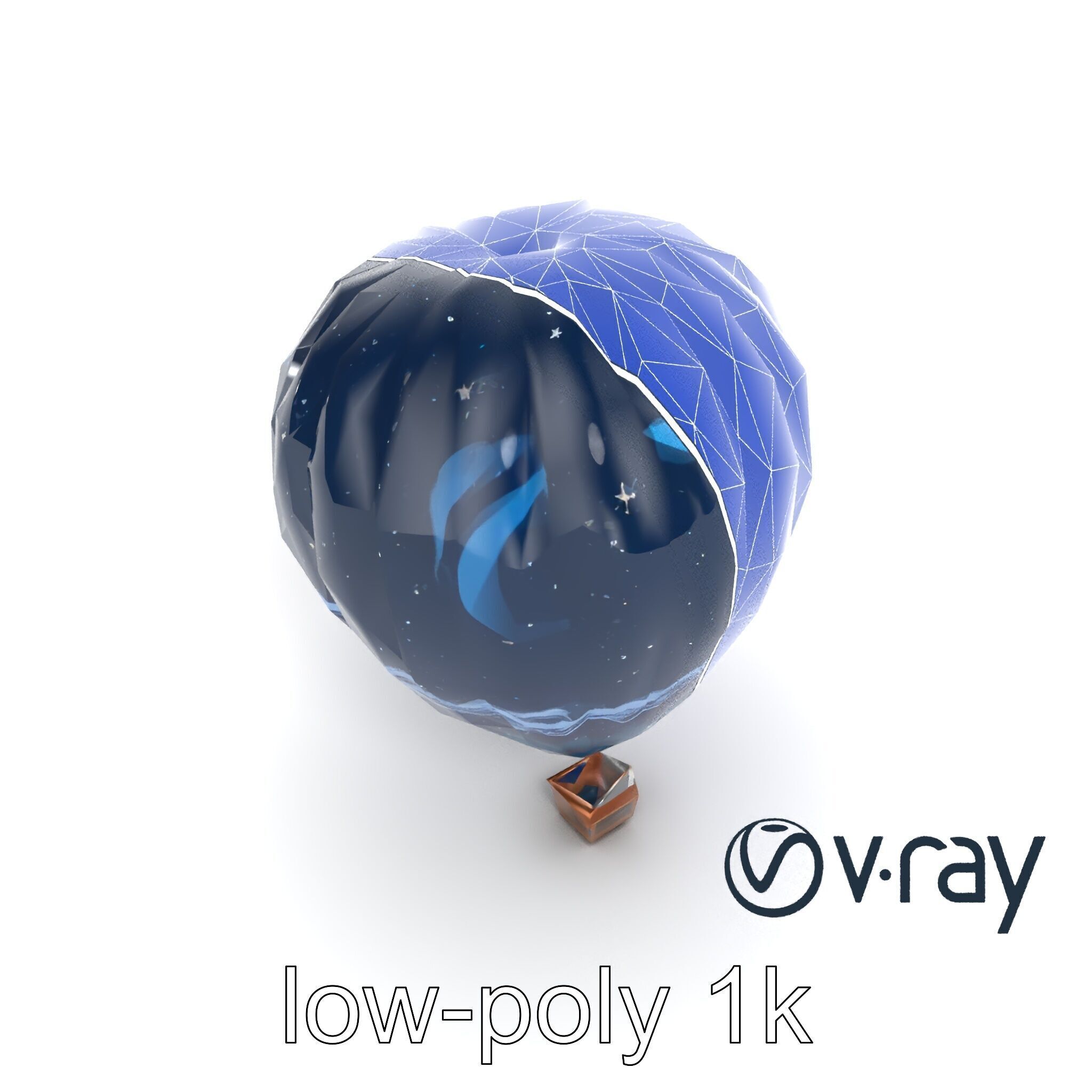 Celestial-Themed Hot Air Balloon Model Pack Low-poly 3D model_15