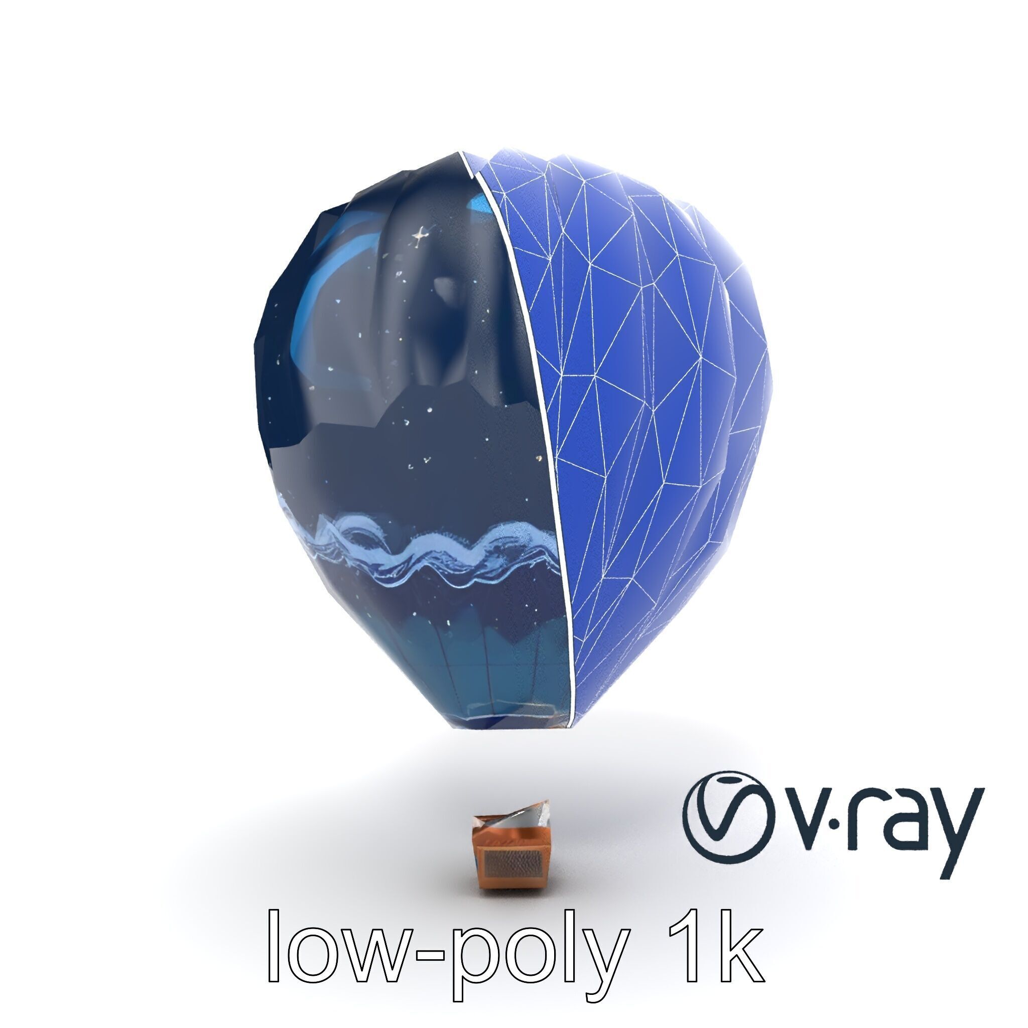 Celestial-Themed Hot Air Balloon Model Pack Low-poly 3D model_21