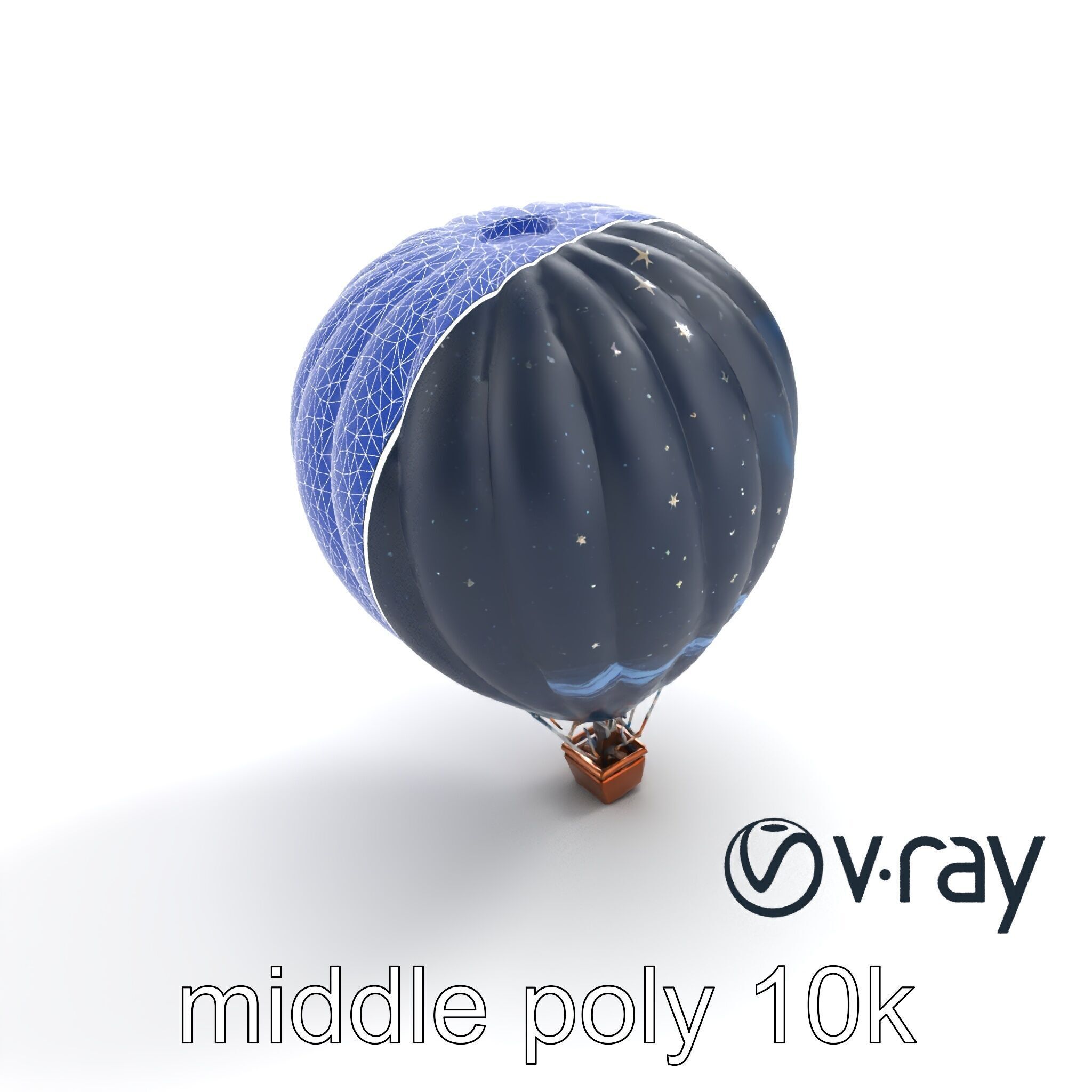 Celestial-Themed Hot Air Balloon Model Pack Low-poly 3D model_10
