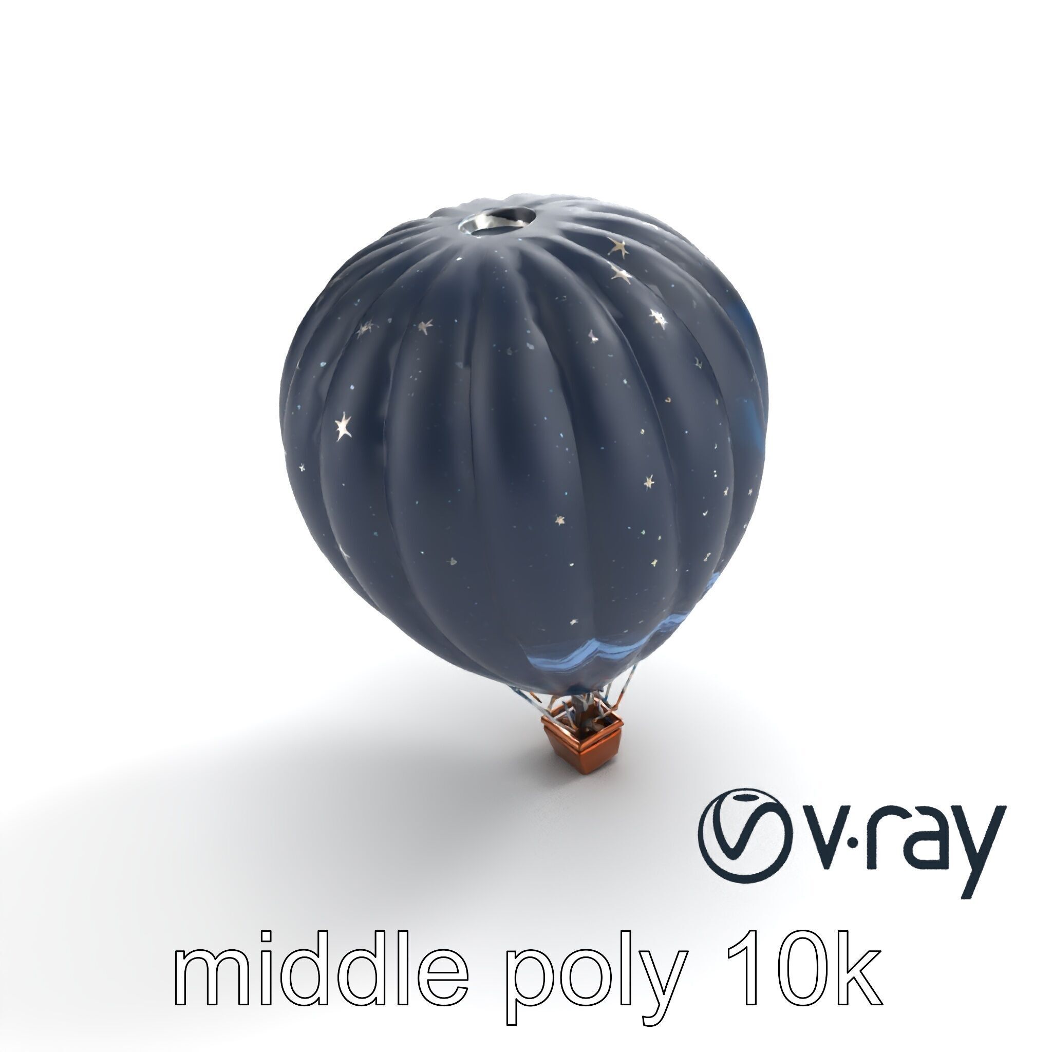 Celestial-Themed Hot Air Balloon Model Pack Low-poly 3D model_7