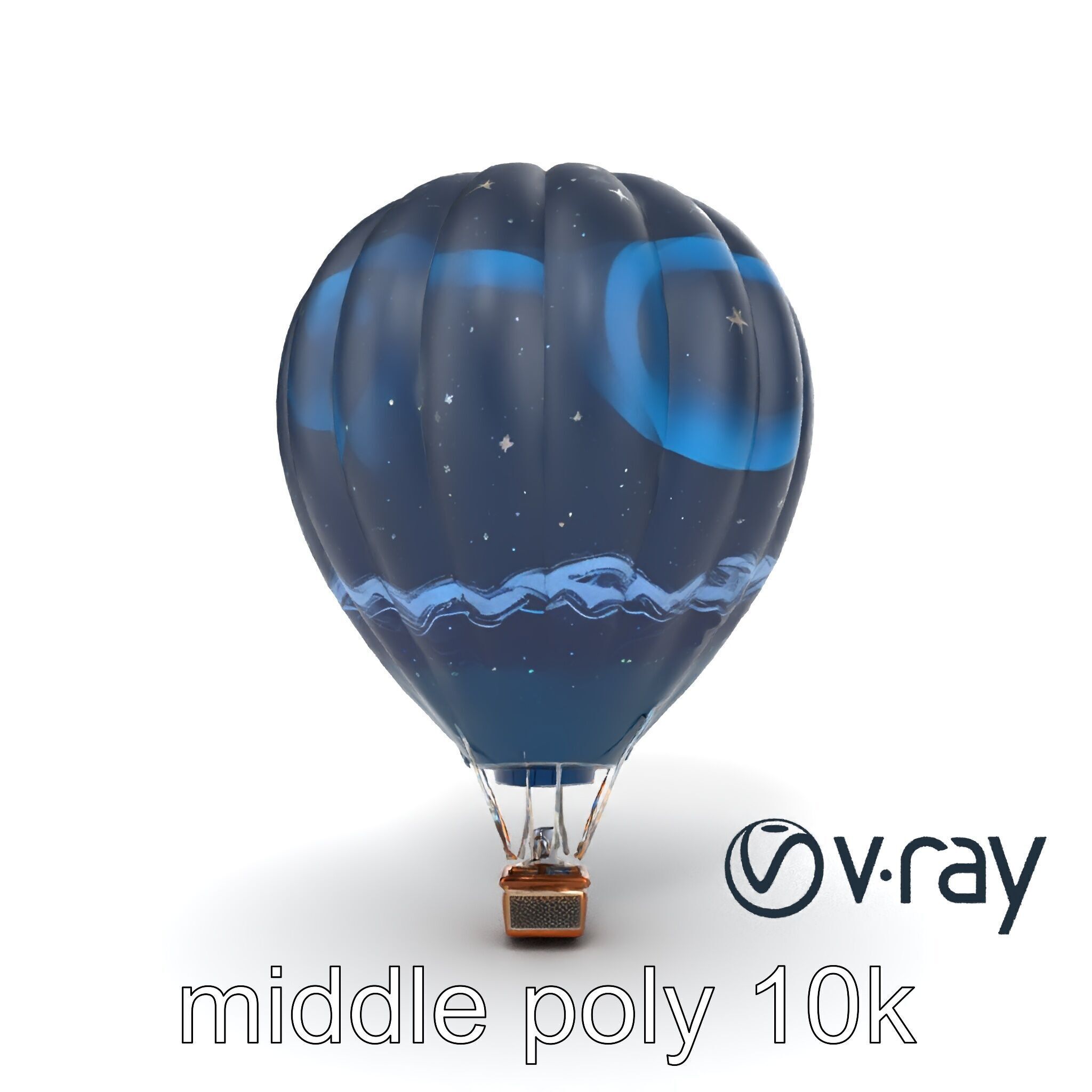 Celestial-Themed Hot Air Balloon Model Pack Low-poly 3D model_16