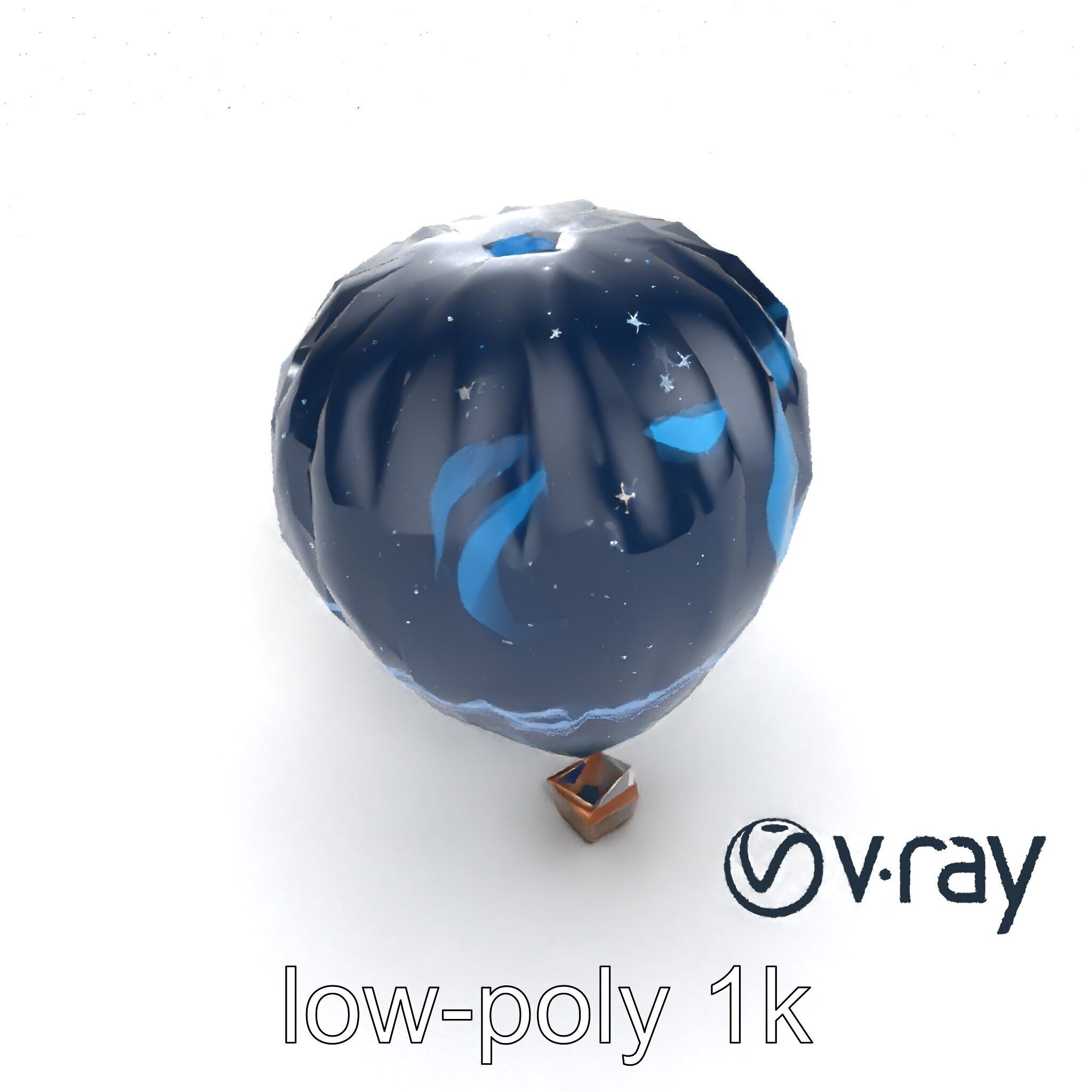 Celestial-Themed Hot Air Balloon Model Pack Low-poly 3D model_8