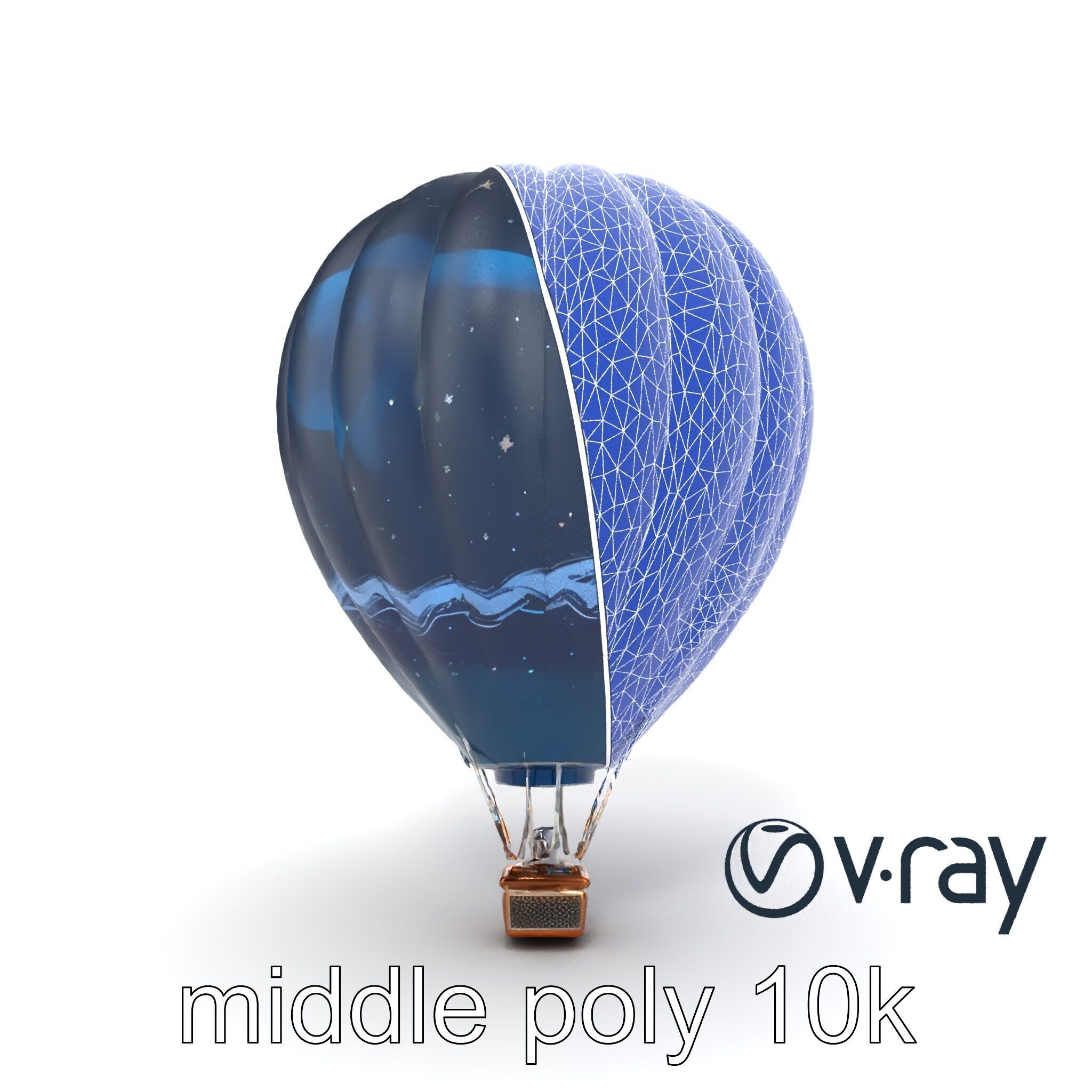 Celestial-Themed Hot Air Balloon Model Pack Low-poly 3D model_19