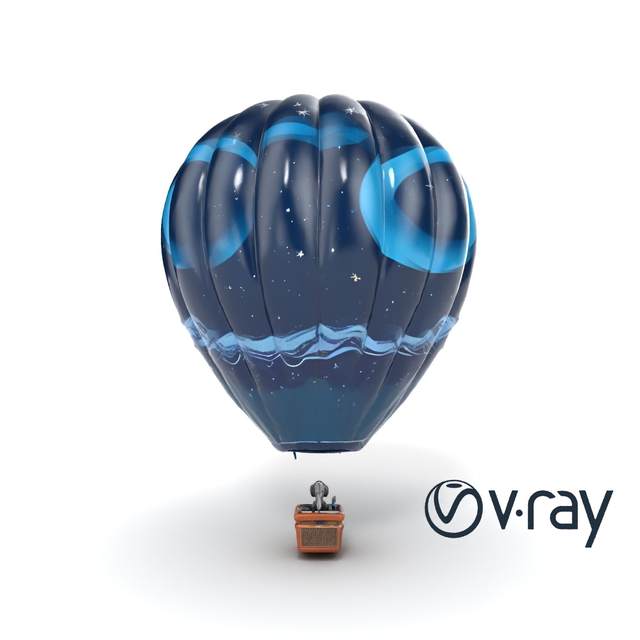 Celestial-Themed Hot Air Balloon Model Pack Low-poly 3D model_17