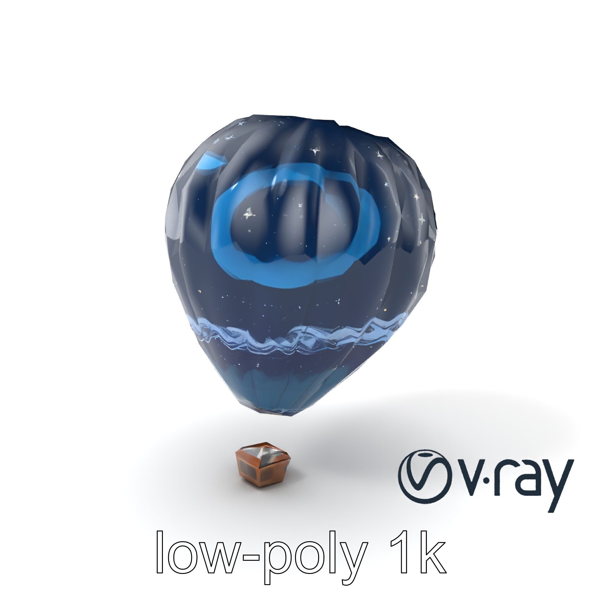 Celestial-Themed Hot Air Balloon Model Pack Low-poly 3D model_2