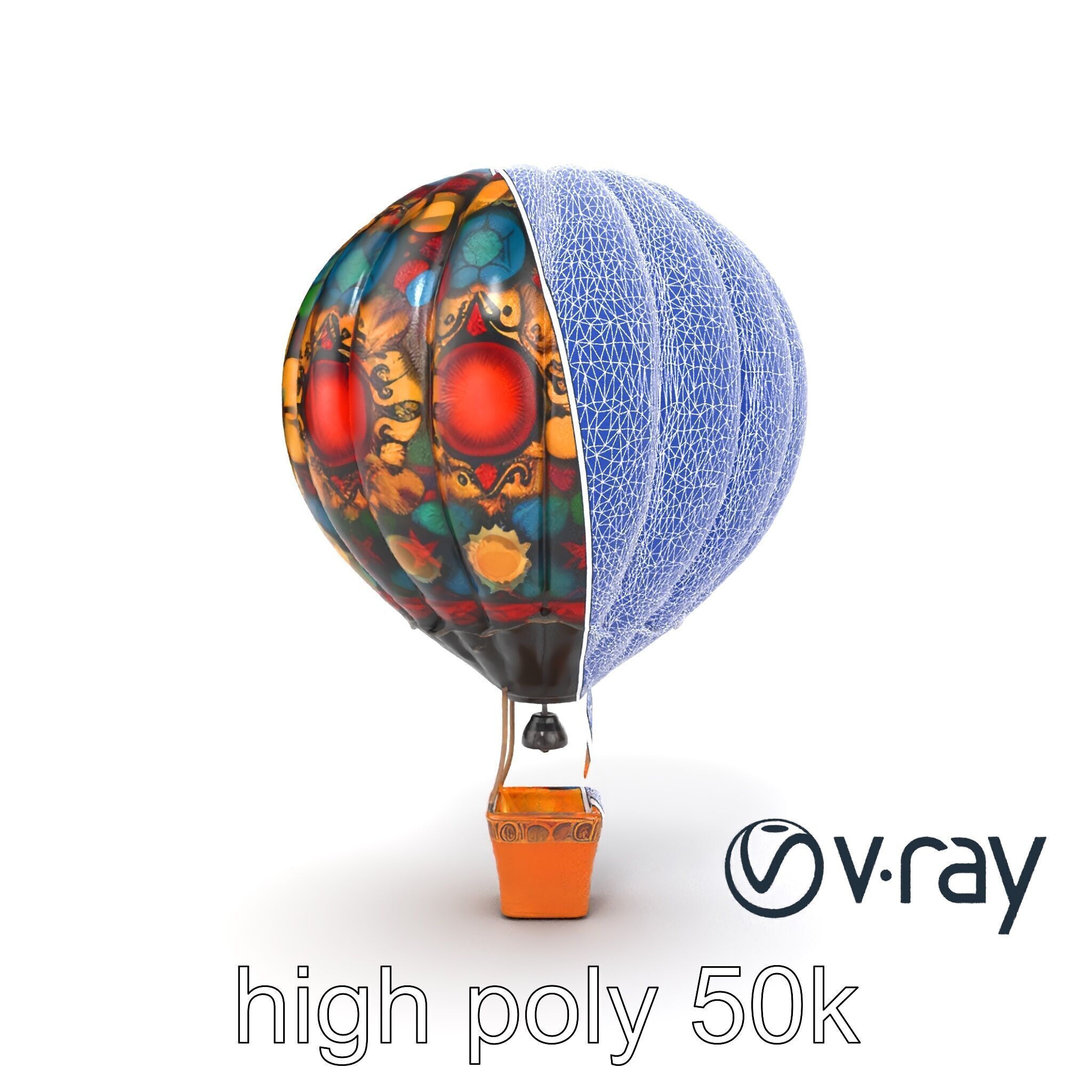 Artistic Mosaic Balloon model pack with stained-glass effect Low-poly 3D model_18