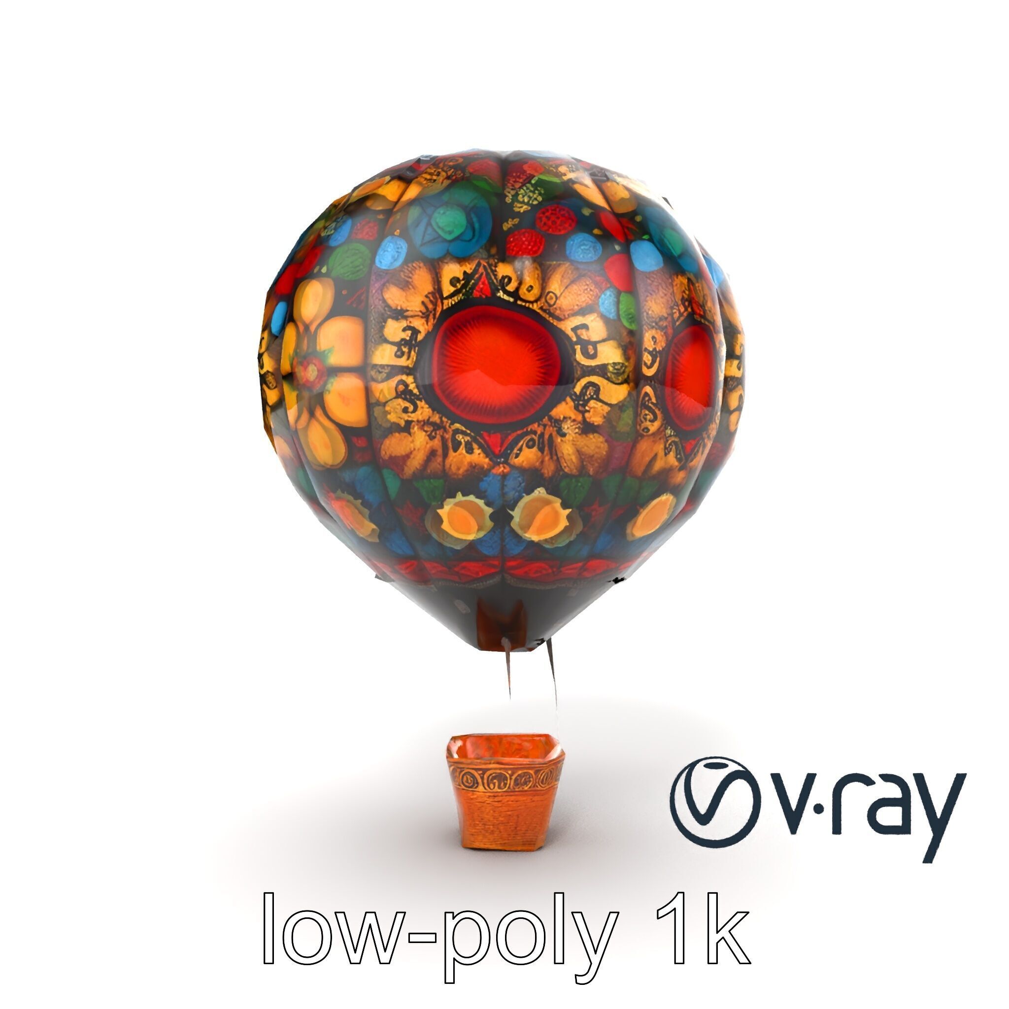Artistic Mosaic Balloon model pack with stained-glass effect Low-poly 3D model_12