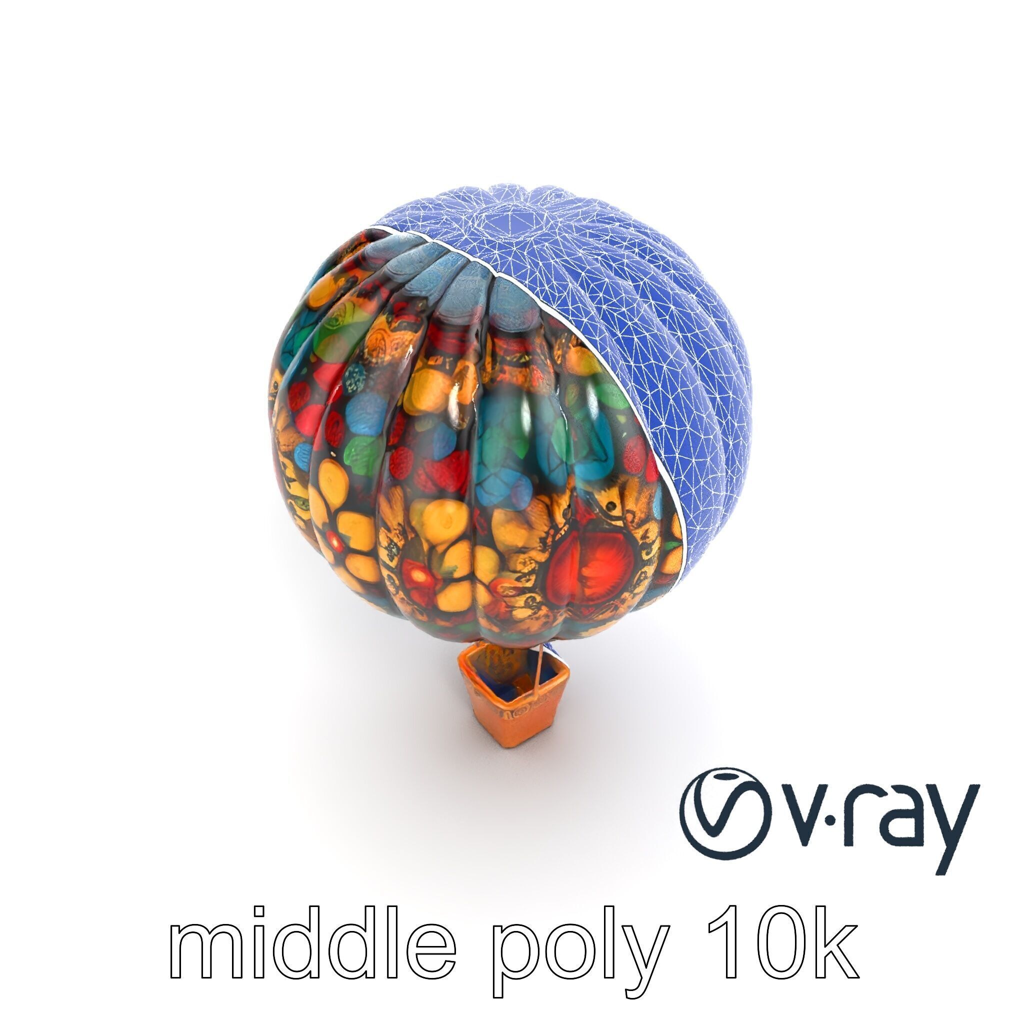 Artistic Mosaic Balloon model pack with stained-glass effect Low-poly 3D model_16