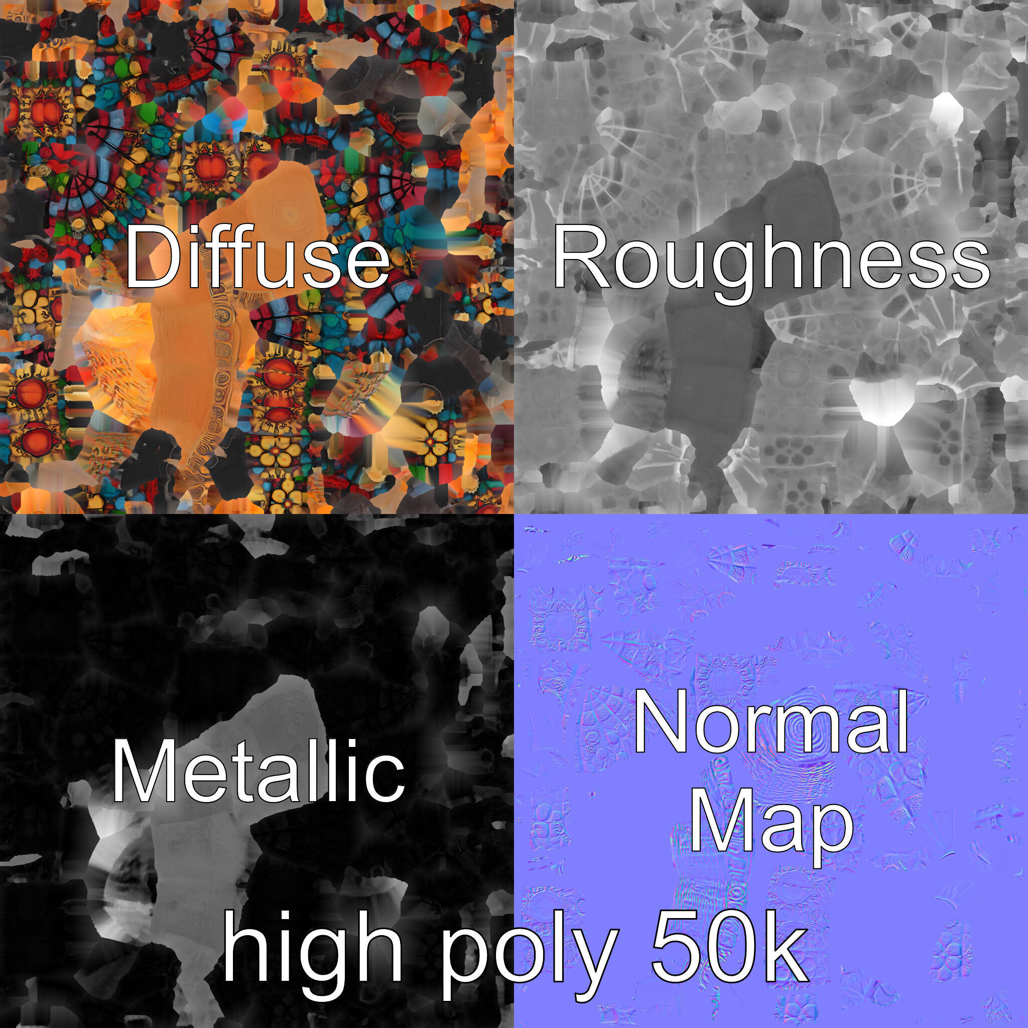 Artistic Mosaic Balloon model pack with stained-glass effect Low-poly 3D model_1