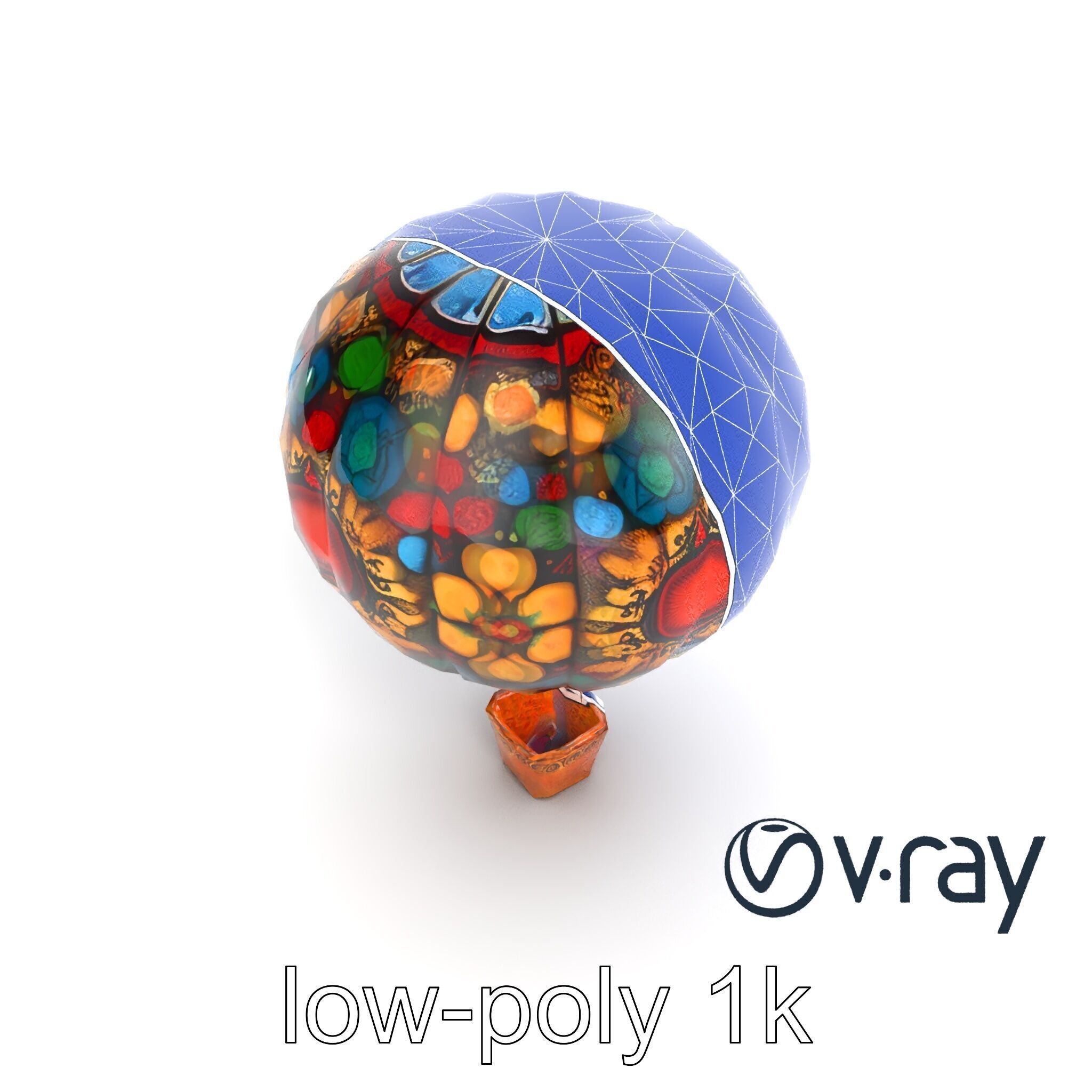 Artistic Mosaic Balloon model pack with stained-glass effect Low-poly 3D model_15