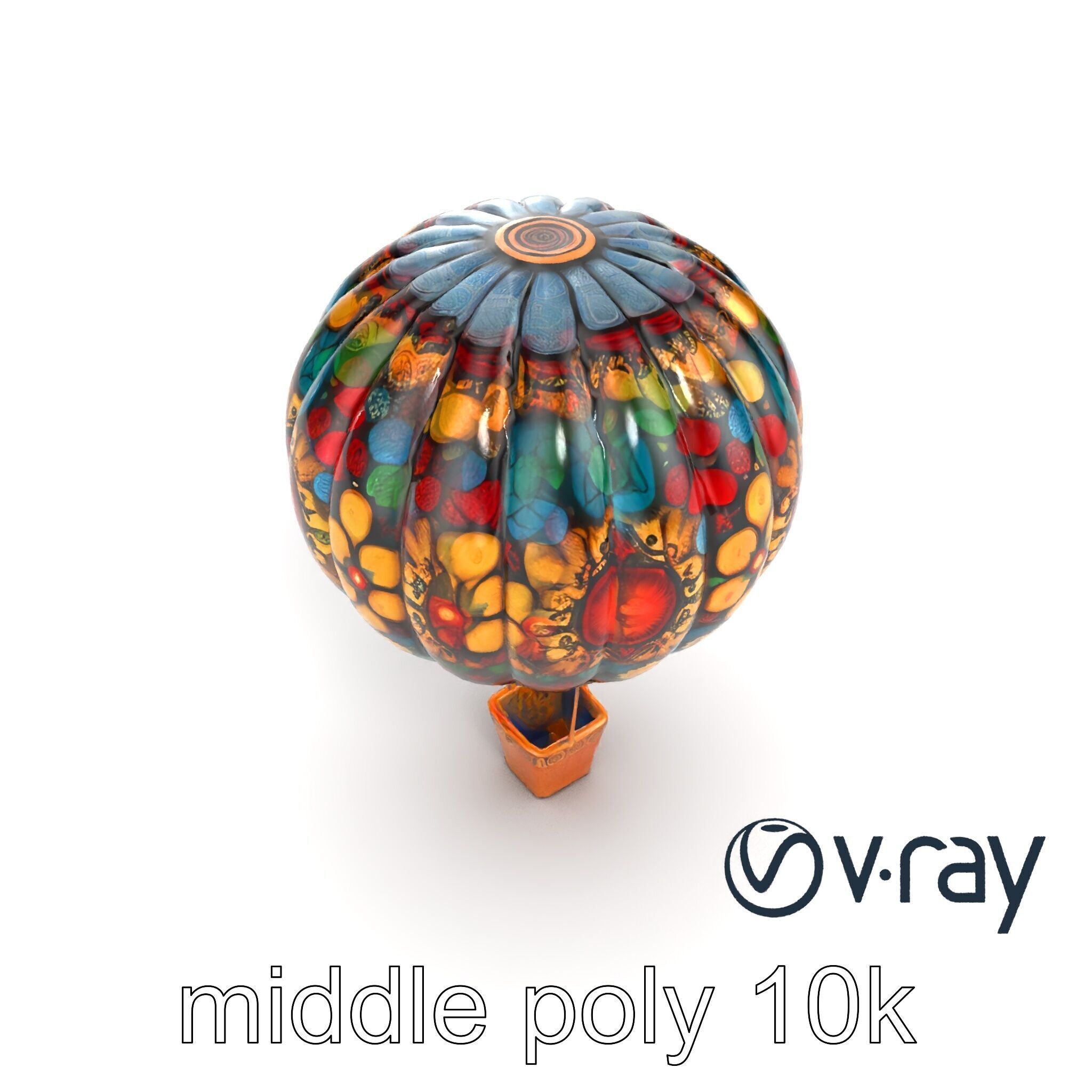 Artistic Mosaic Balloon model pack with stained-glass effect Low-poly 3D model_10
