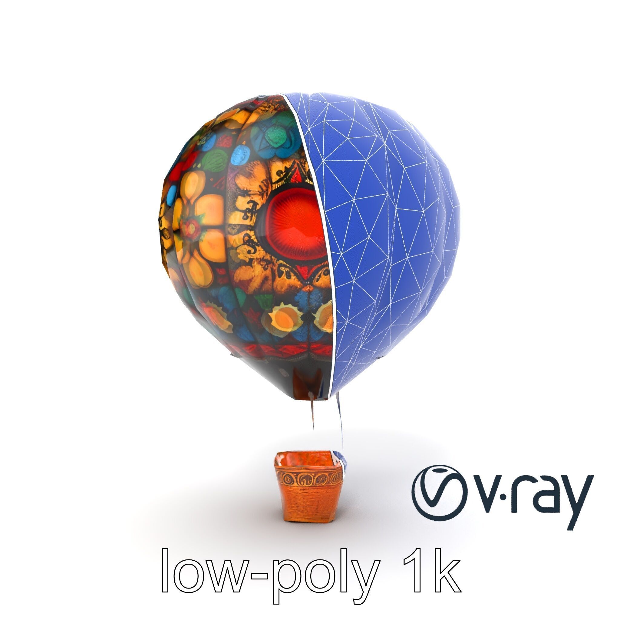 Artistic Mosaic Balloon model pack with stained-glass effect Low-poly 3D model_21