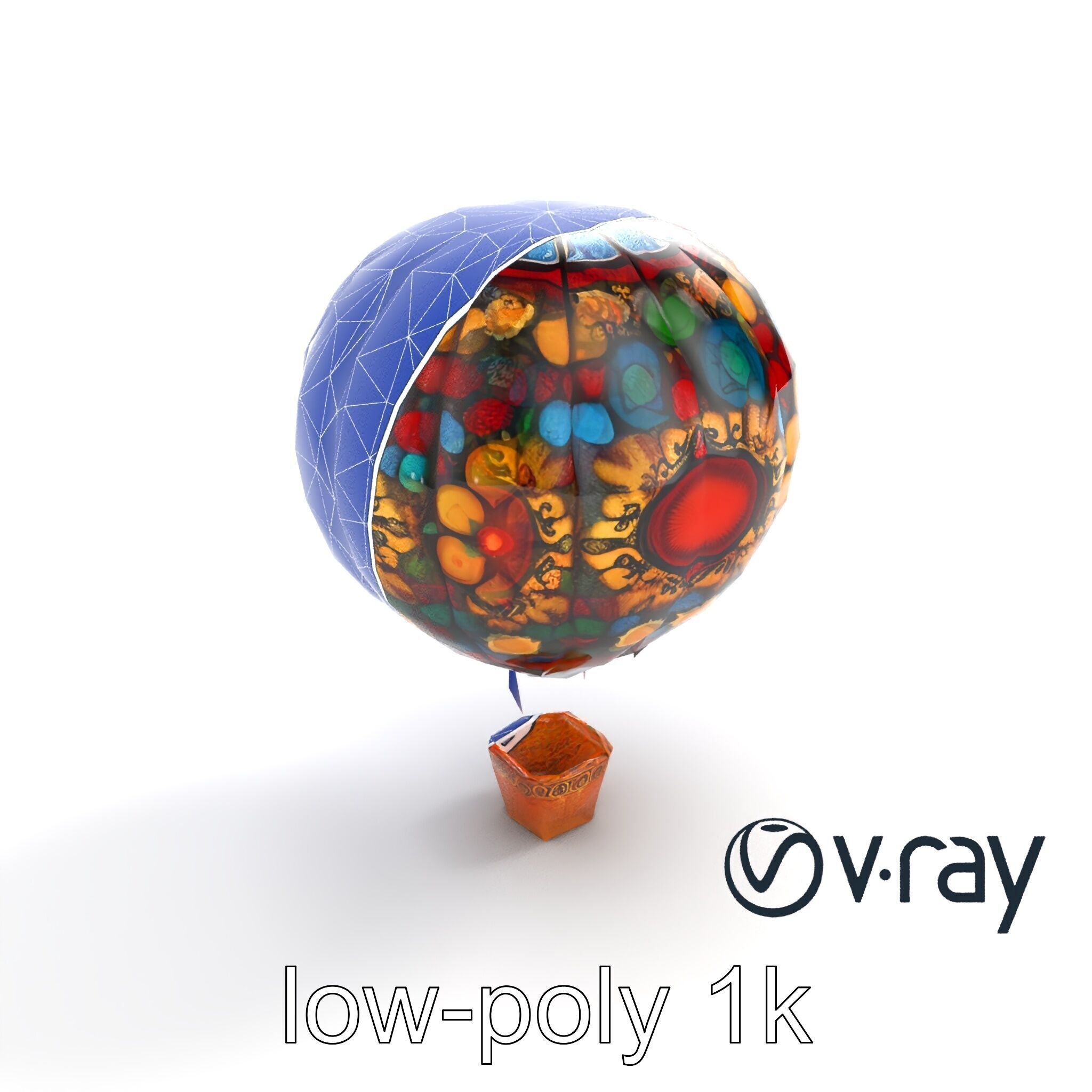 Artistic Mosaic Balloon model pack with stained-glass effect Low-poly 3D model_20