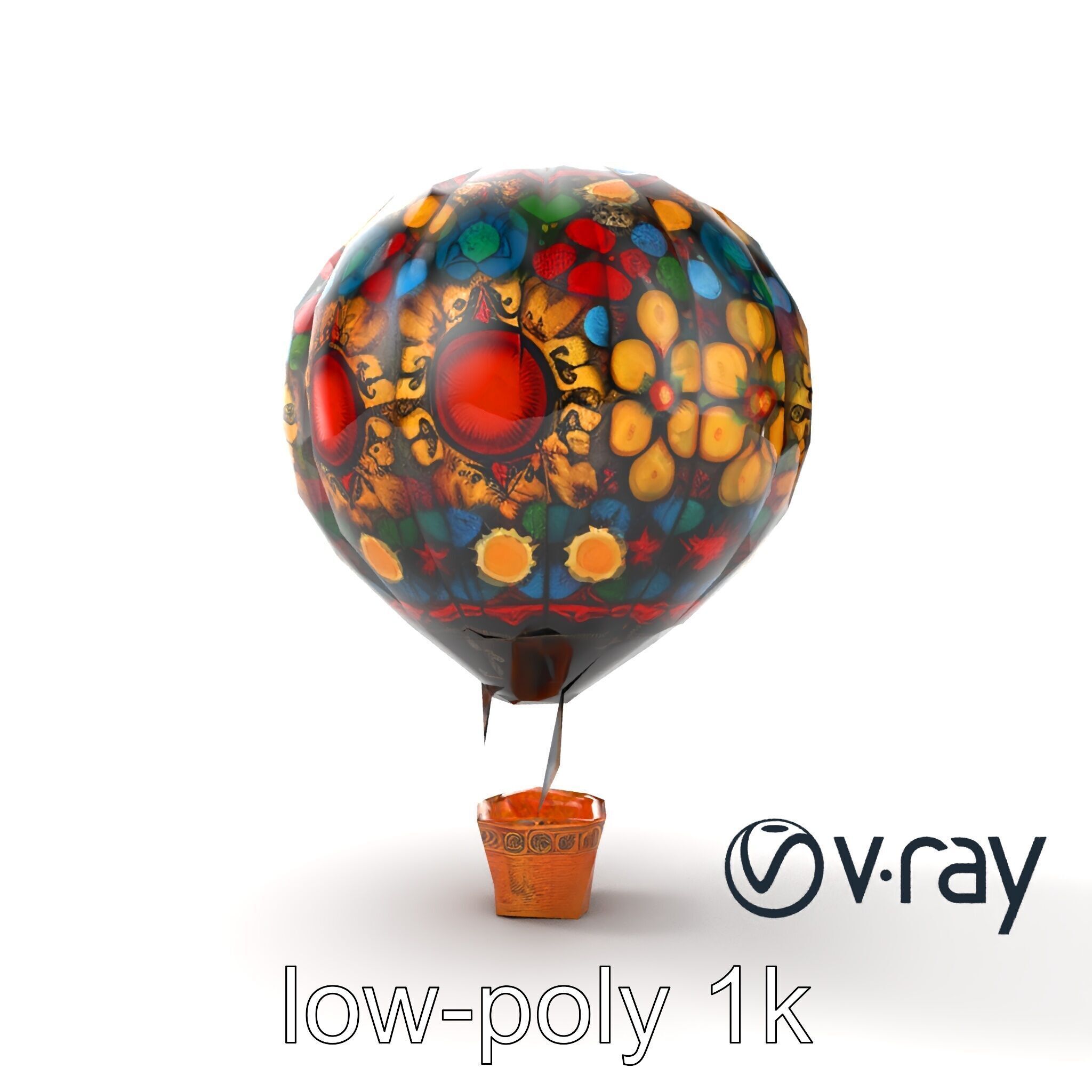 Artistic Mosaic Balloon model pack with stained-glass effect Low-poly 3D model_13