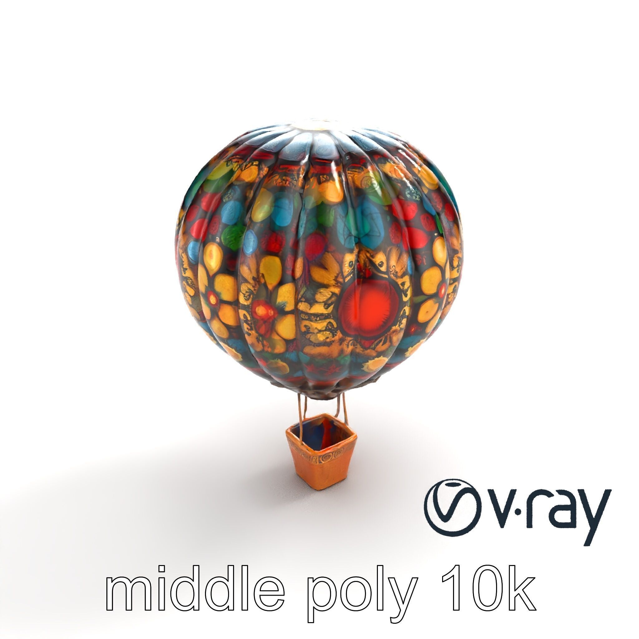 Artistic Mosaic Balloon model pack with stained-glass effect Low-poly 3D model_7