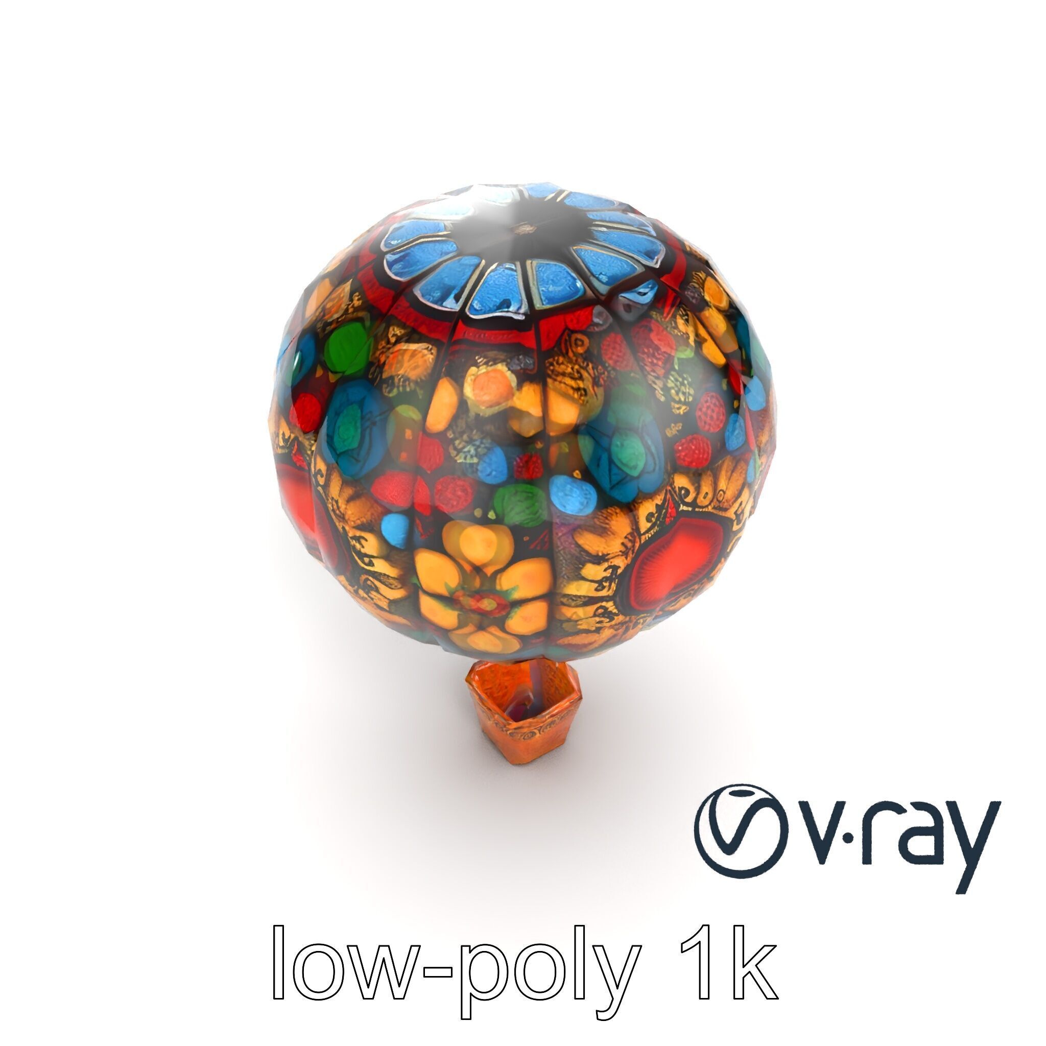 Artistic Mosaic Balloon model pack with stained-glass effect Low-poly 3D model_30