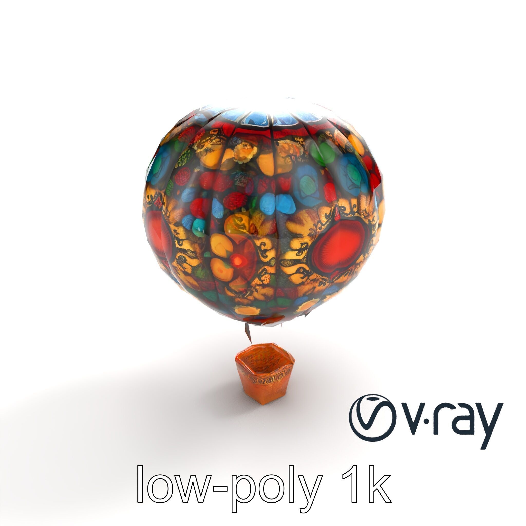 Artistic Mosaic Balloon model pack with stained-glass effect Low-poly 3D model_8