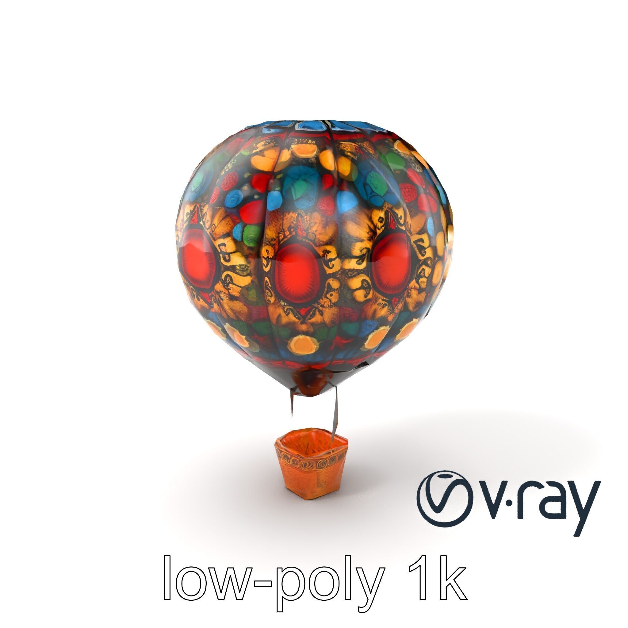 Artistic Mosaic Balloon model pack with stained-glass effect Low-poly 3D model_2