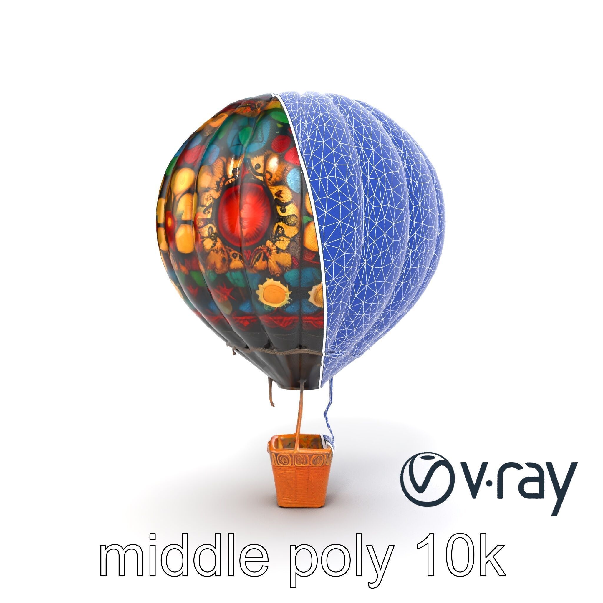 Artistic Mosaic Balloon model pack with stained-glass effect Low-poly 3D model_23