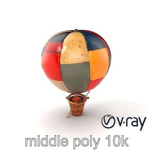 Retro Patchwork Balloon 3D model pack Low-poly 3D model