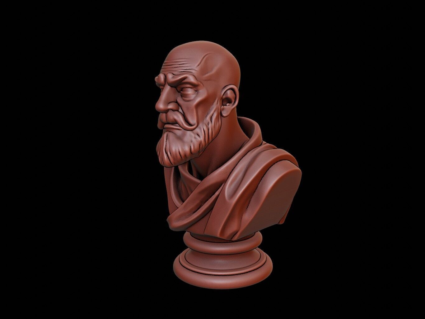 Monk Bust 3D print model_2