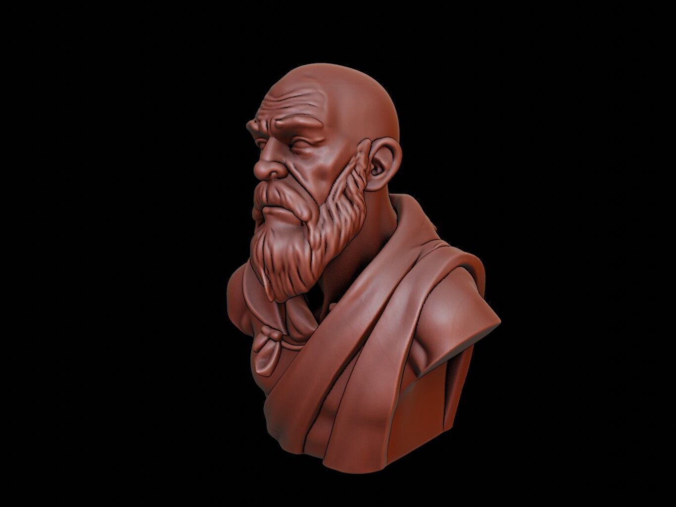 Monk Bust 3D print model_2