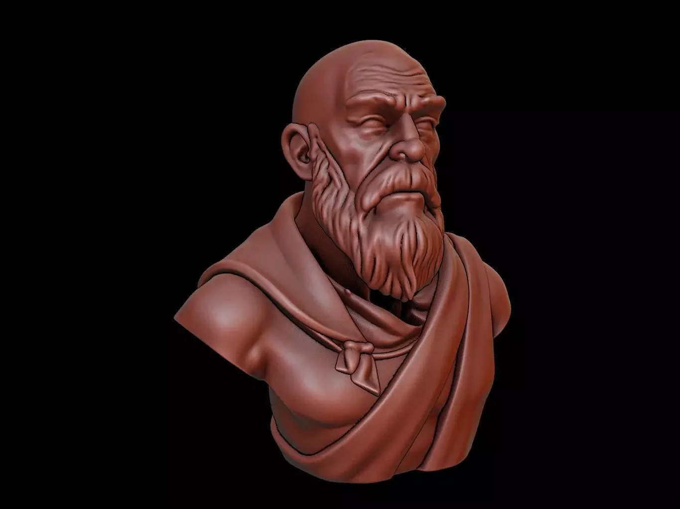 Monk Bust 3D print model_0