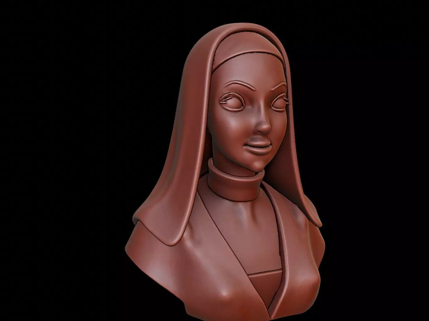 Nun Bust 3D print model_0