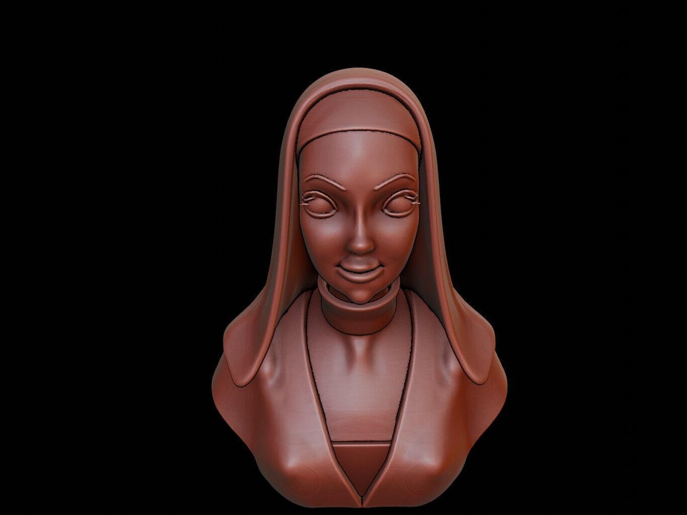 Nun Bust 3D print model_1