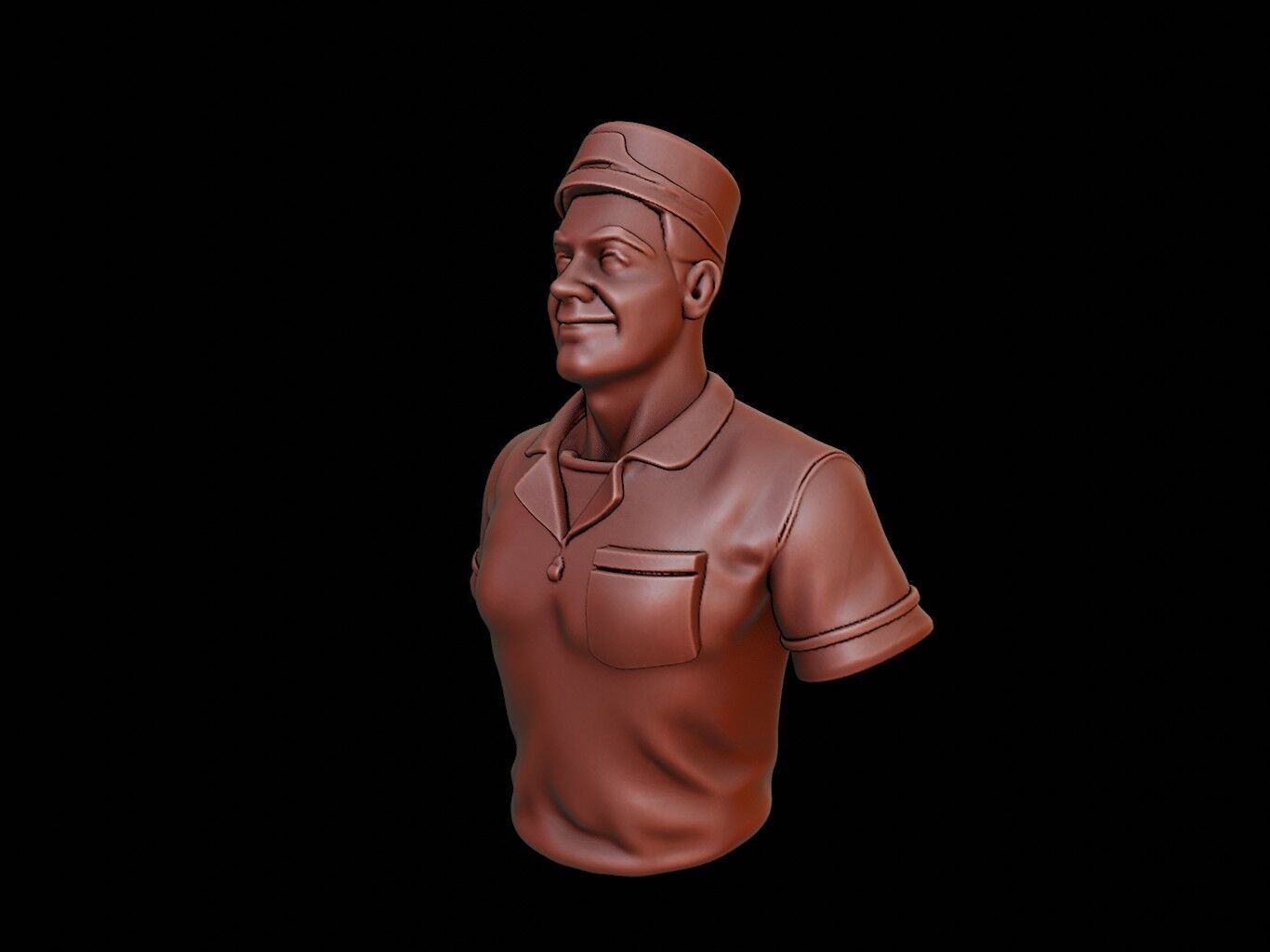 Nurse Man Bust 3D print model_2