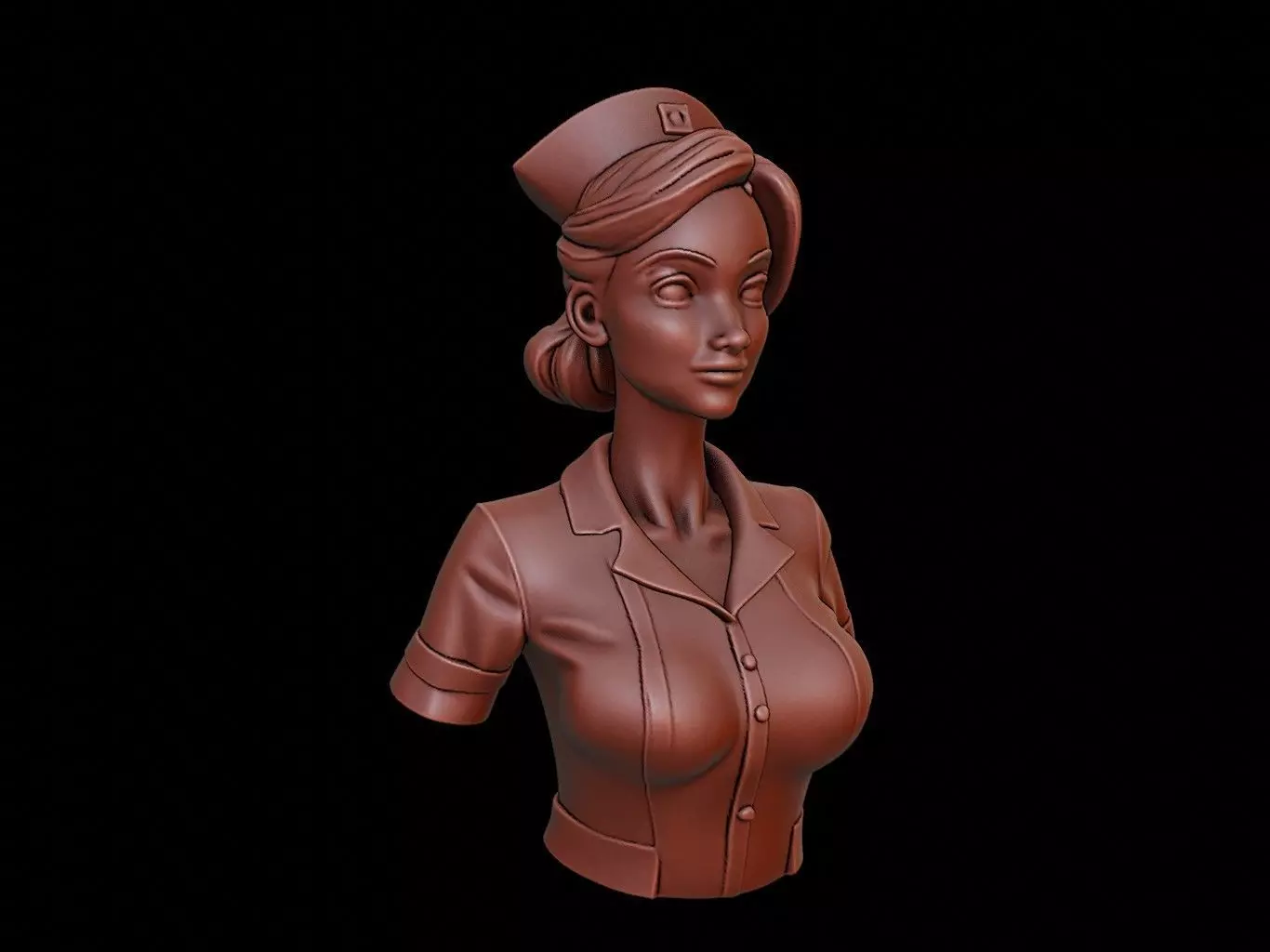 Nurse woman Bust 3D print model_0