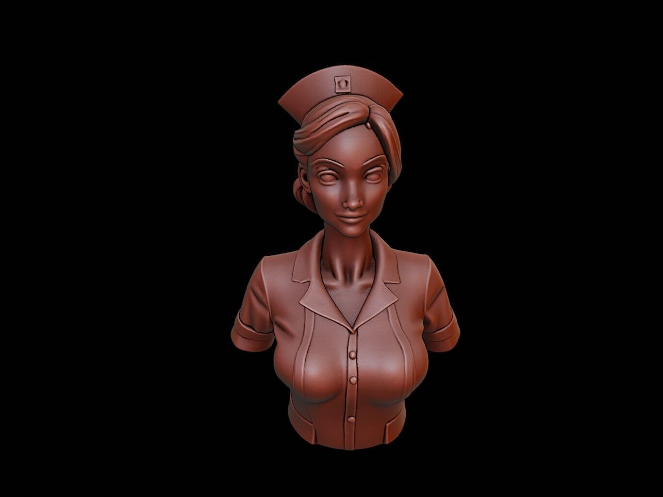 Nurse woman Bust 3D print model_1
