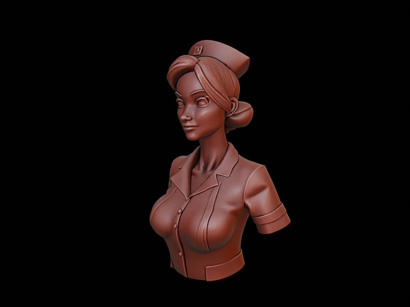 Nurse woman Bust 3D print model_2