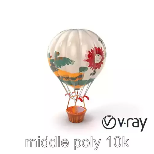Festive Balloon with Artwork and Basket model pack