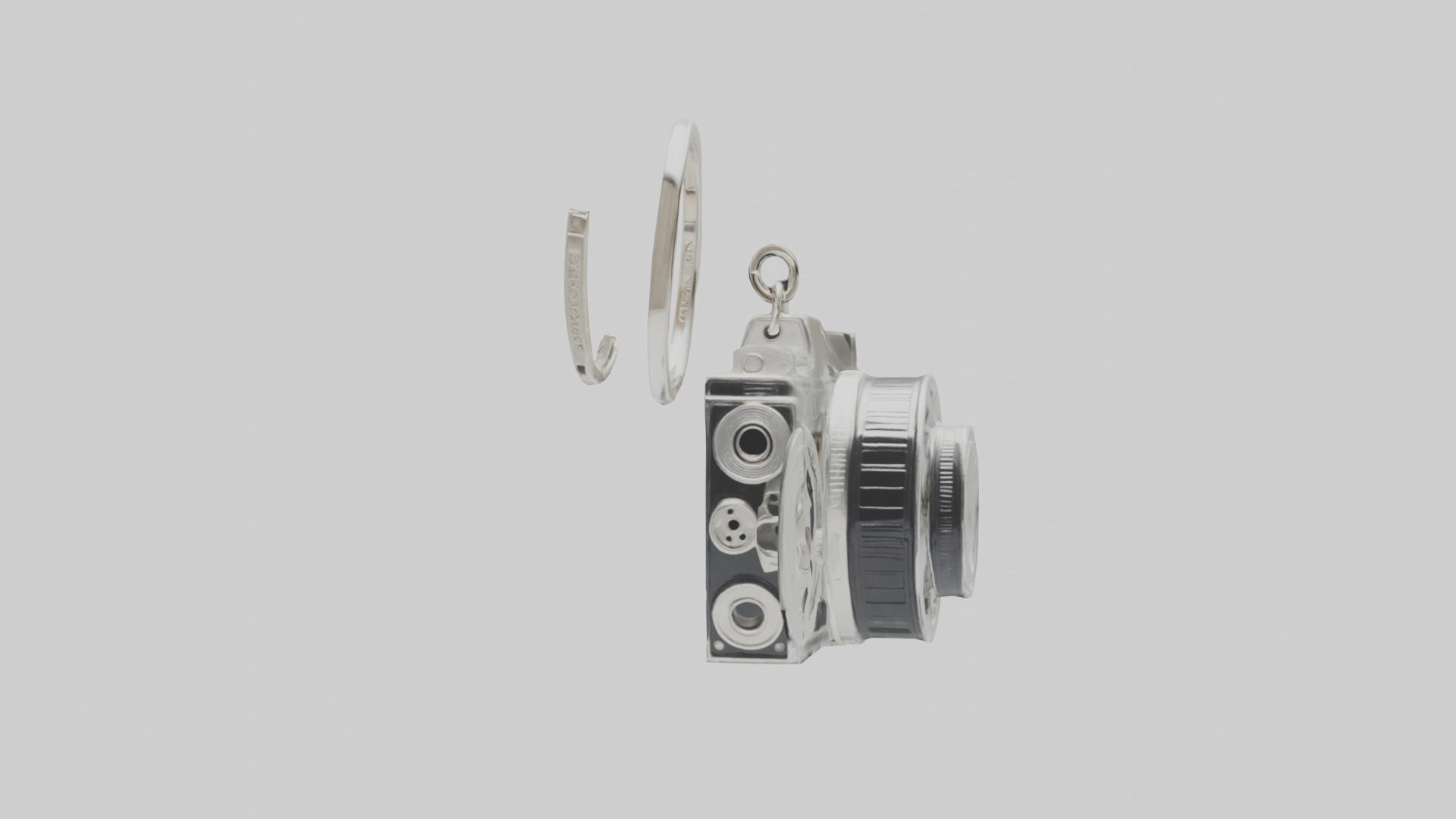 Camera film reel keychain model Low-poly 3D model_13