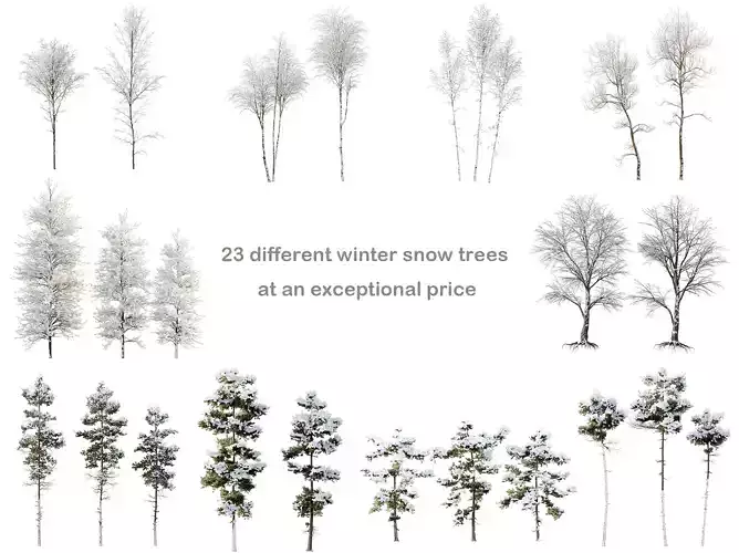 AV 10 different winter snow tree sets 3D Model Collection