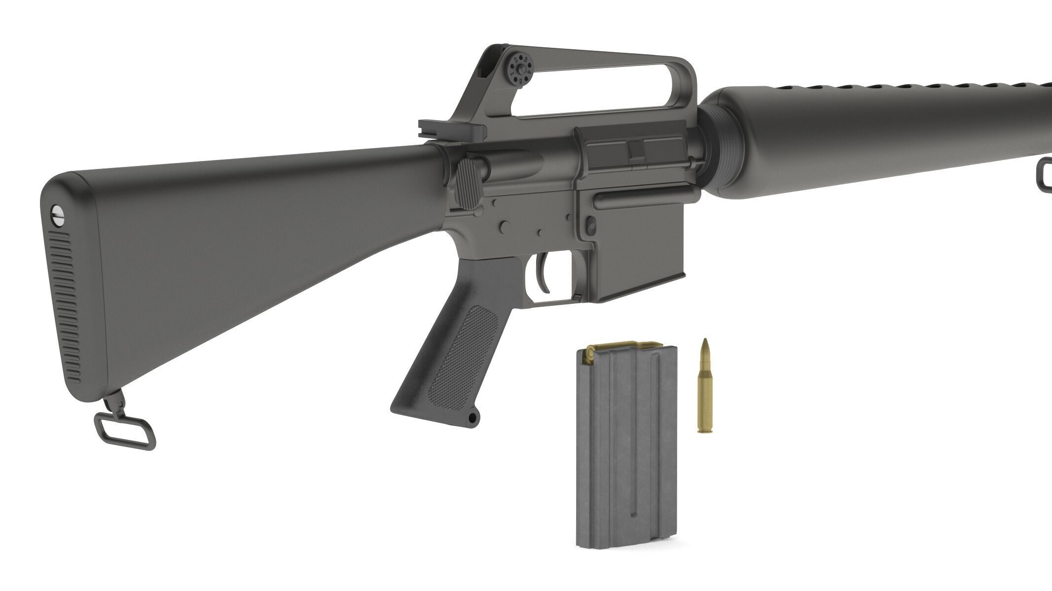 Assault Rifle Xm16E1  3D model_14