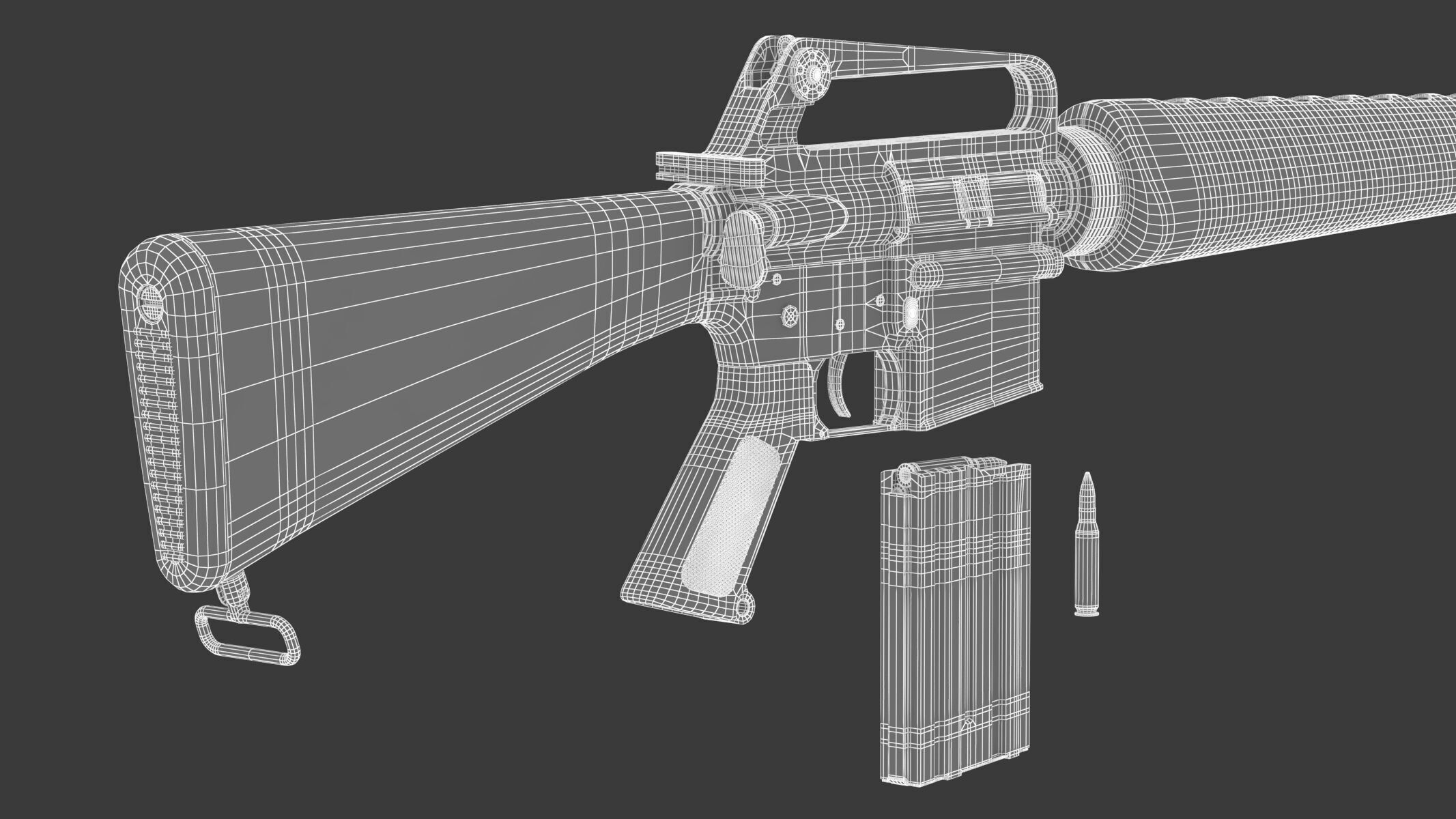 Assault Rifle Xm16E1  3D model_29