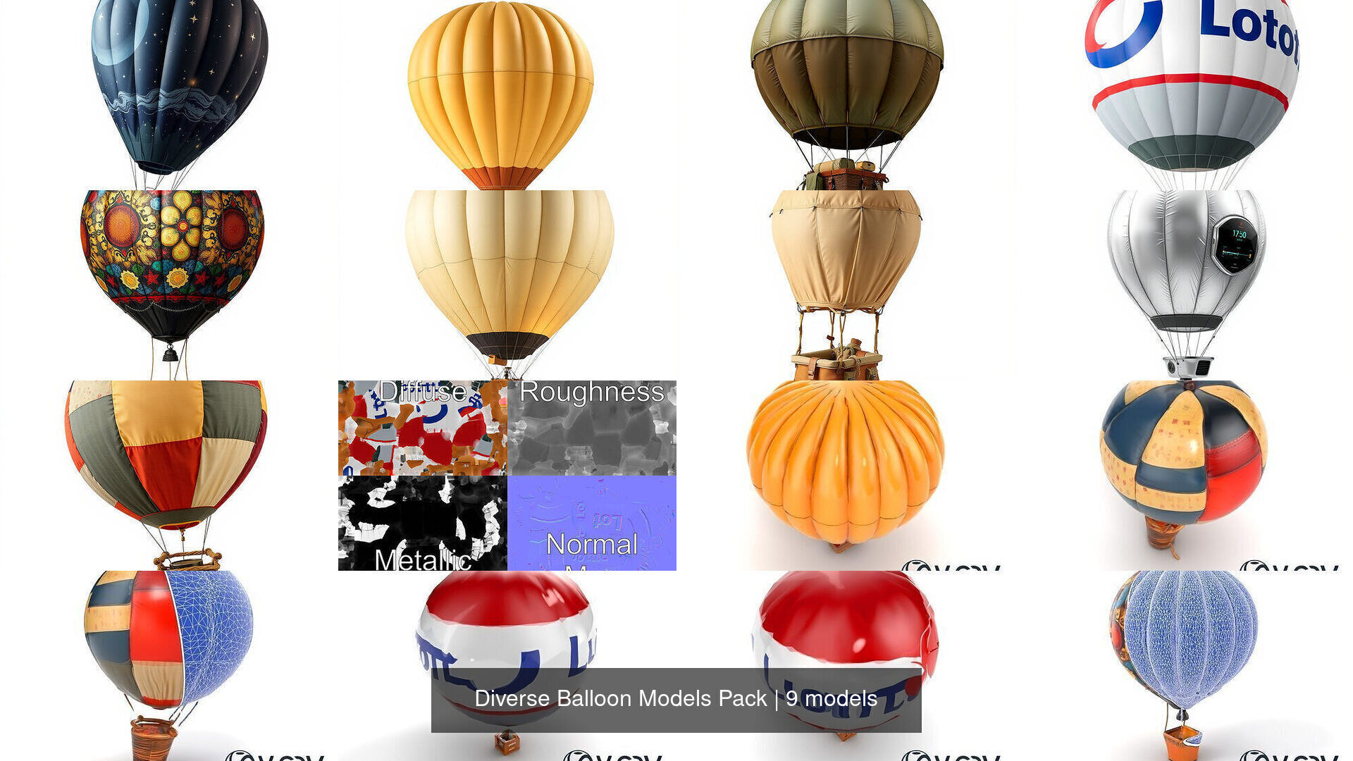 Diverse Balloon Models Pack 3D Model Collection_3