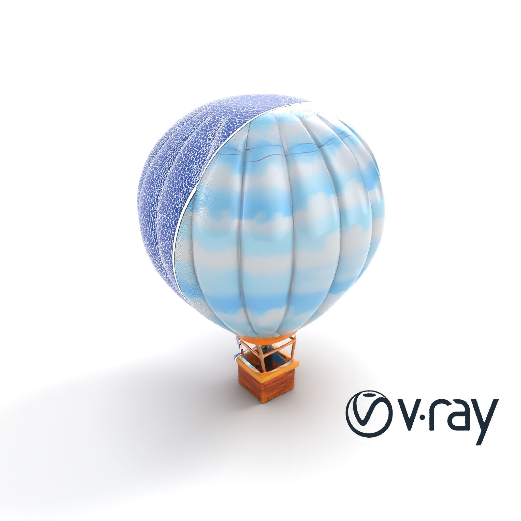 Classic Hot Air Balloon Cloudy Sky model pack Low-poly 3D model_15