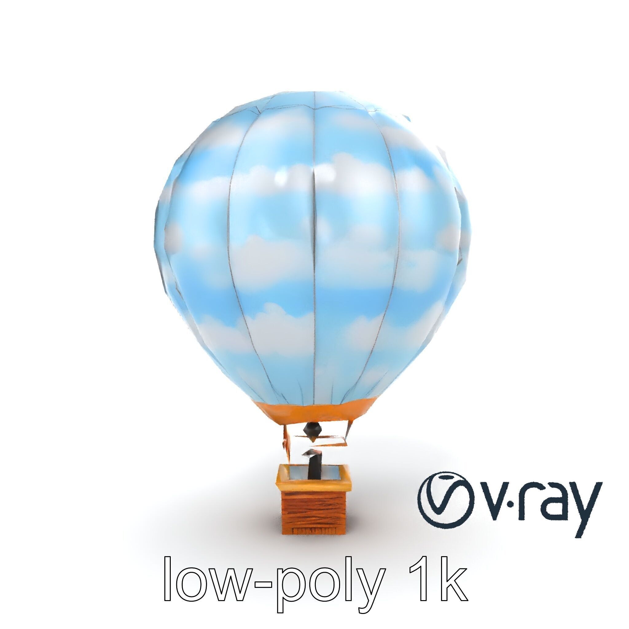 Classic Hot Air Balloon Cloudy Sky model pack Low-poly 3D model_17