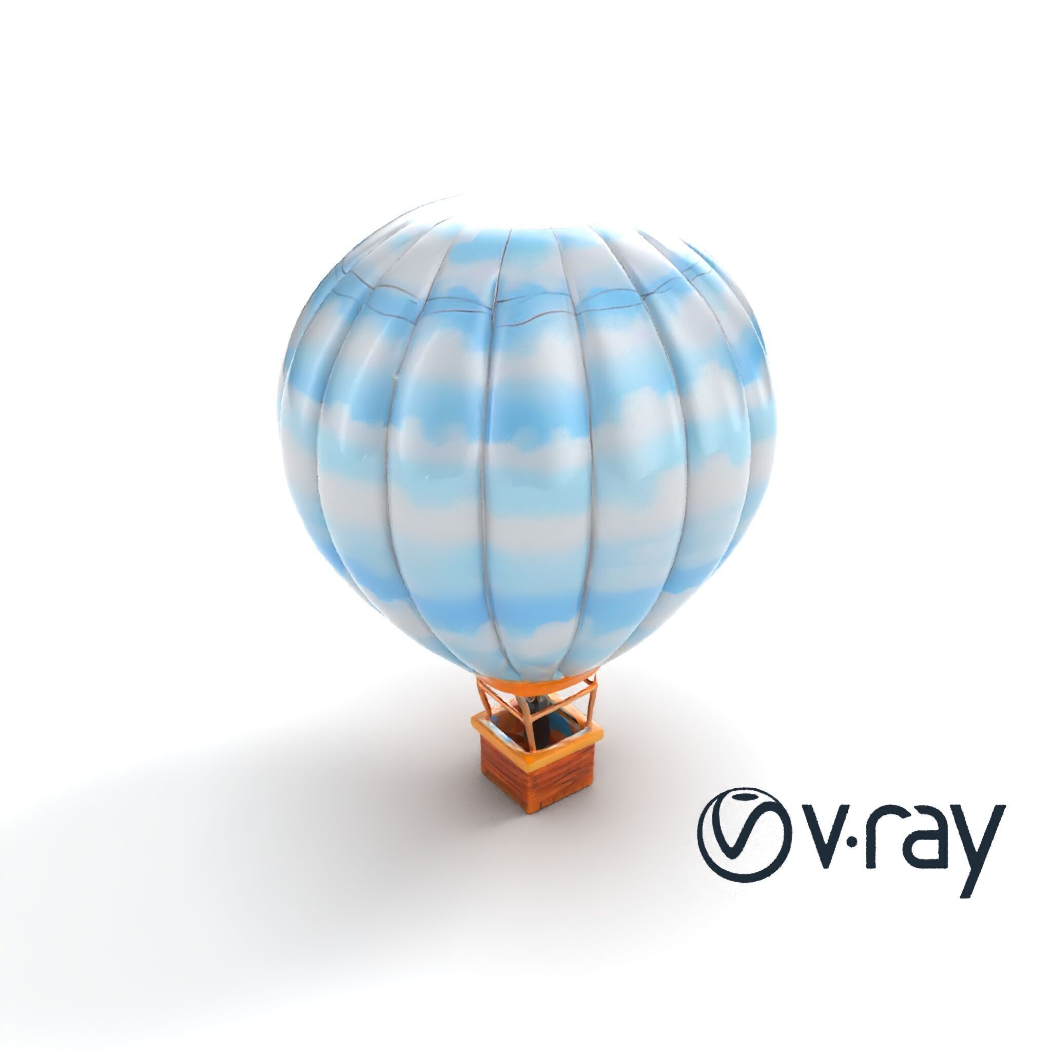 Classic Hot Air Balloon Cloudy Sky model pack Low-poly 3D model_9