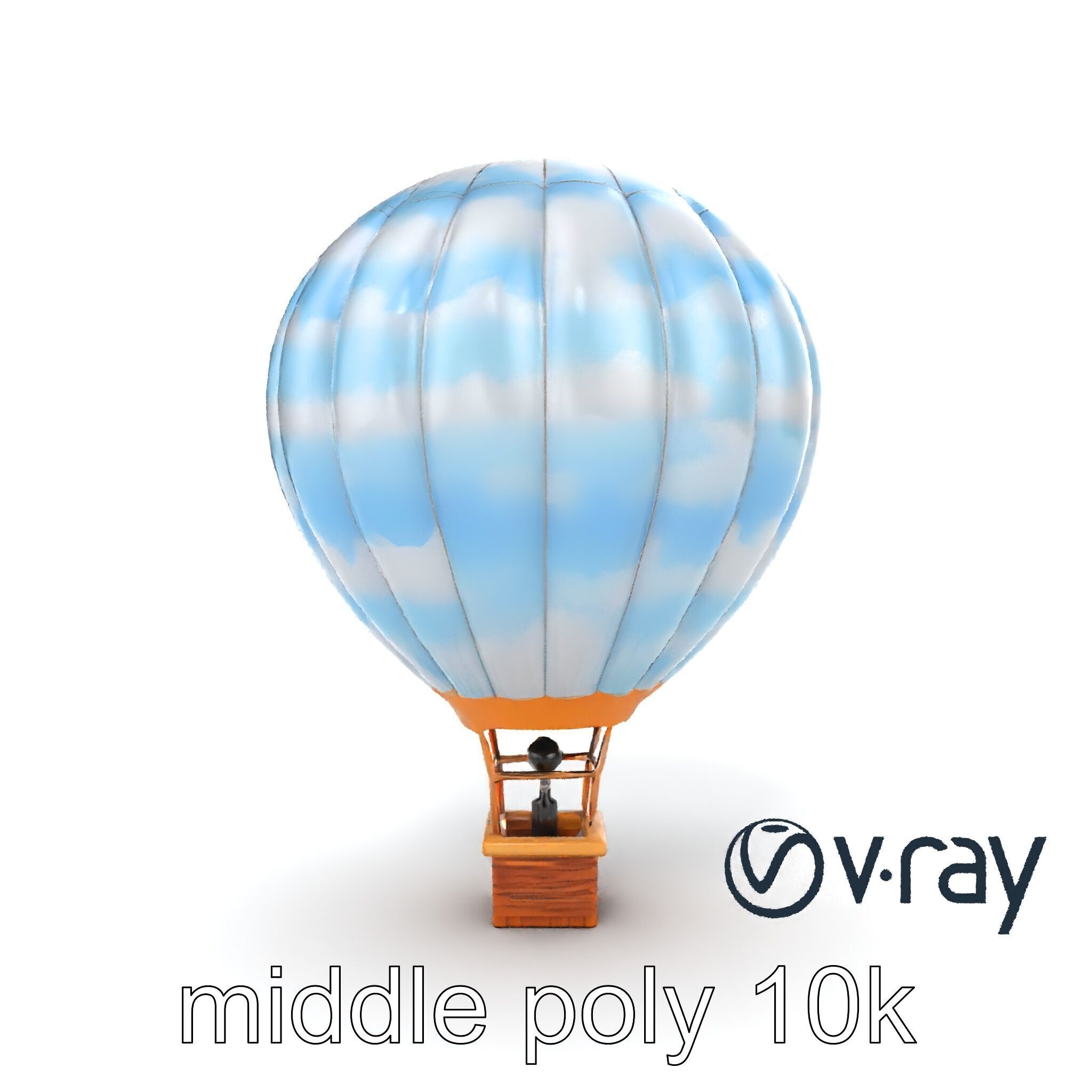 Classic Hot Air Balloon Cloudy Sky model pack Low-poly 3D model_18