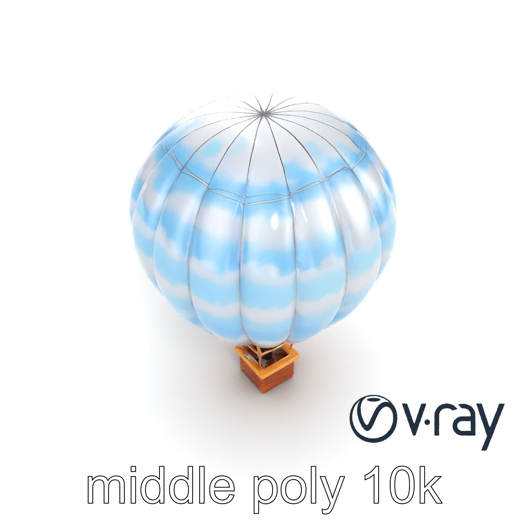 Classic Hot Air Balloon Cloudy Sky model pack Low-poly 3D model_7