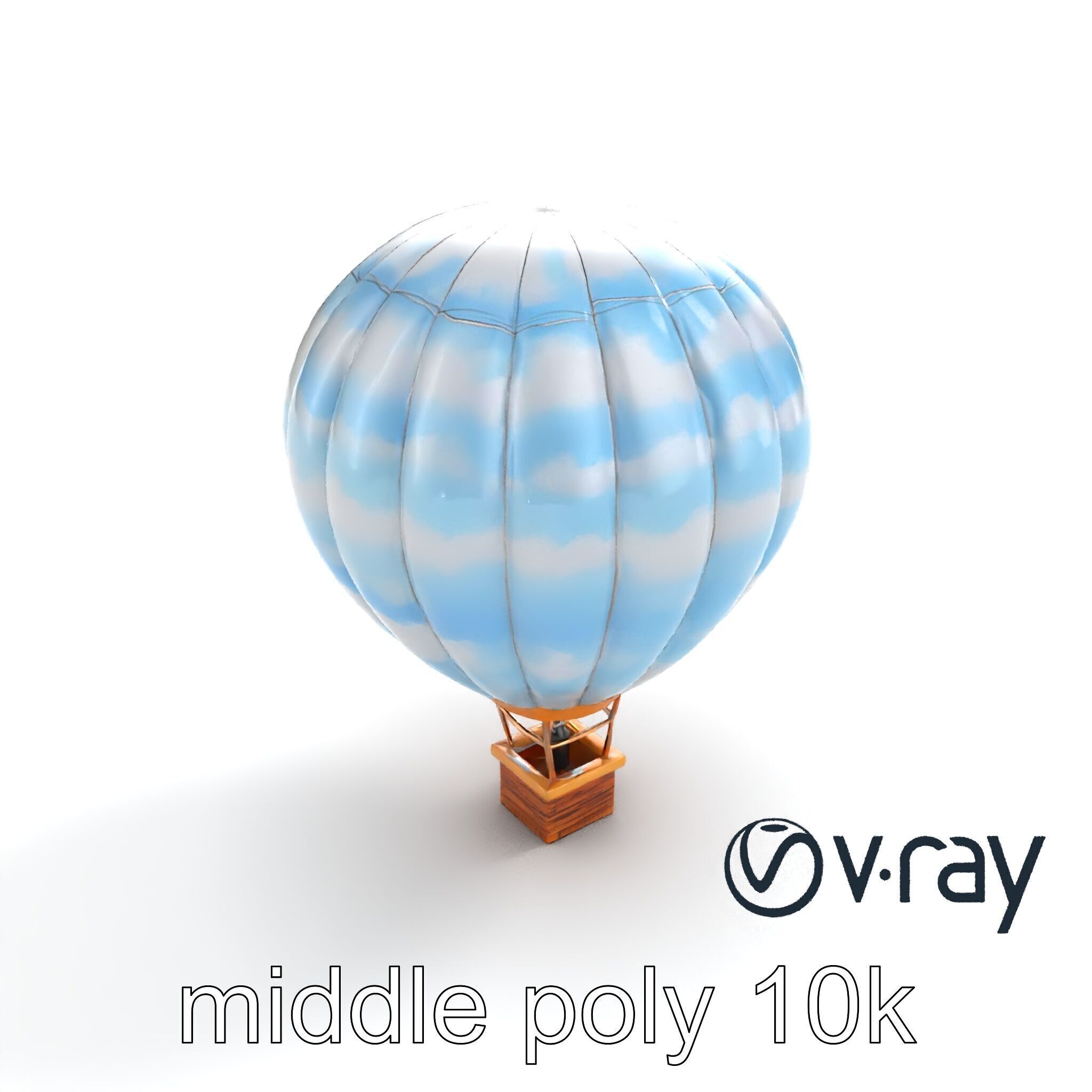 Classic Hot Air Balloon Cloudy Sky model pack Low-poly 3D model_4