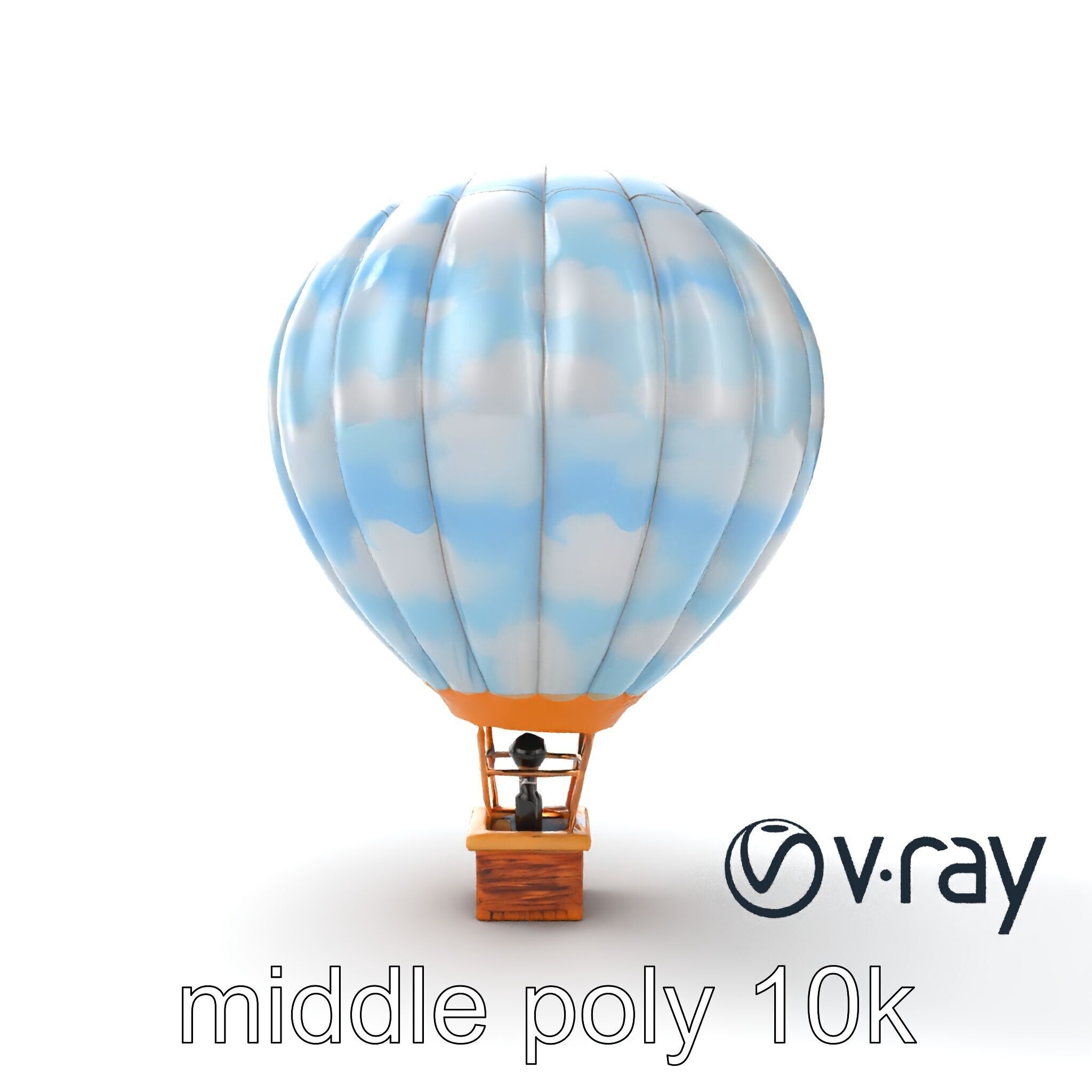 Classic Hot Air Balloon Cloudy Sky model pack Low-poly 3D model_10