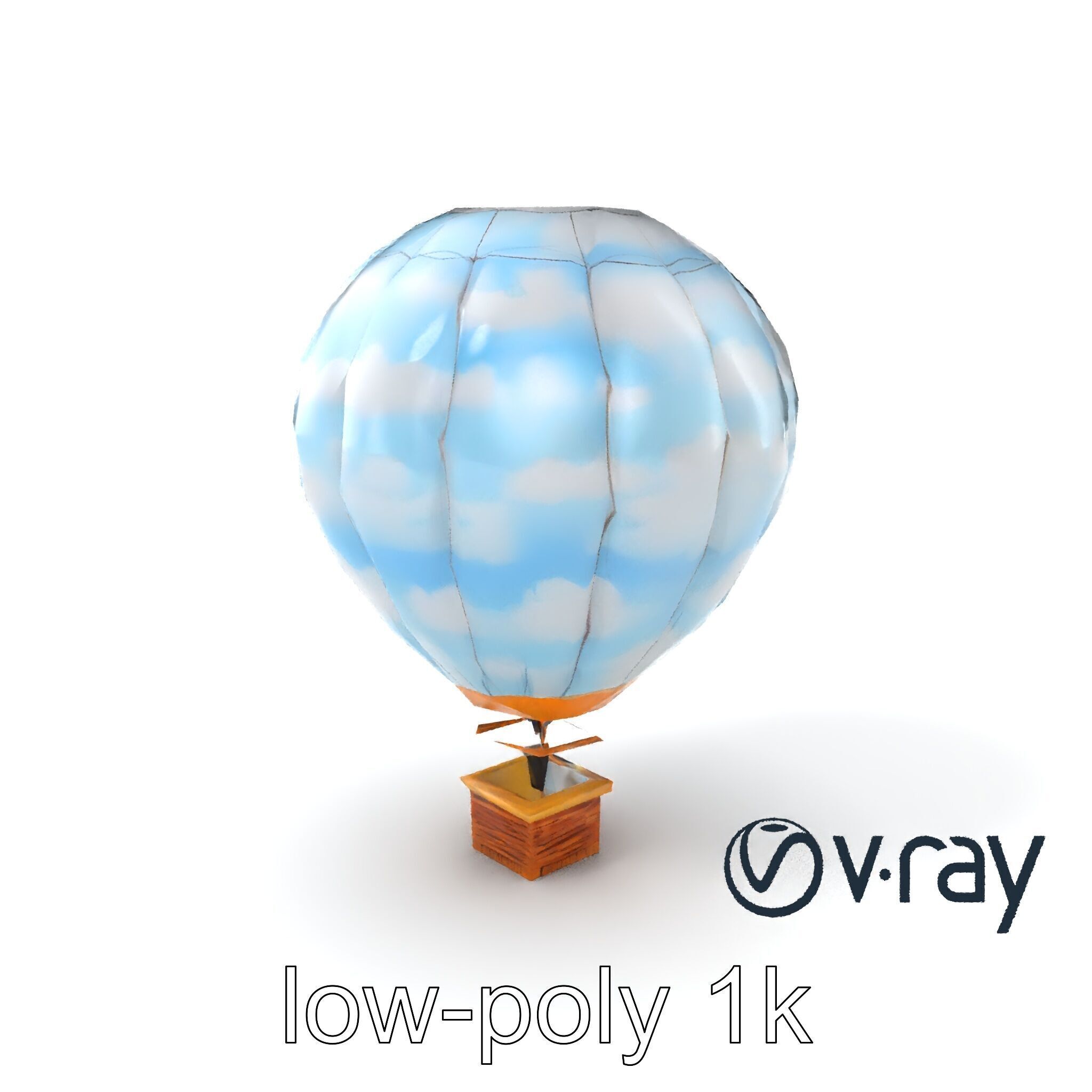 Classic Hot Air Balloon Cloudy Sky model pack Low-poly 3D model_2