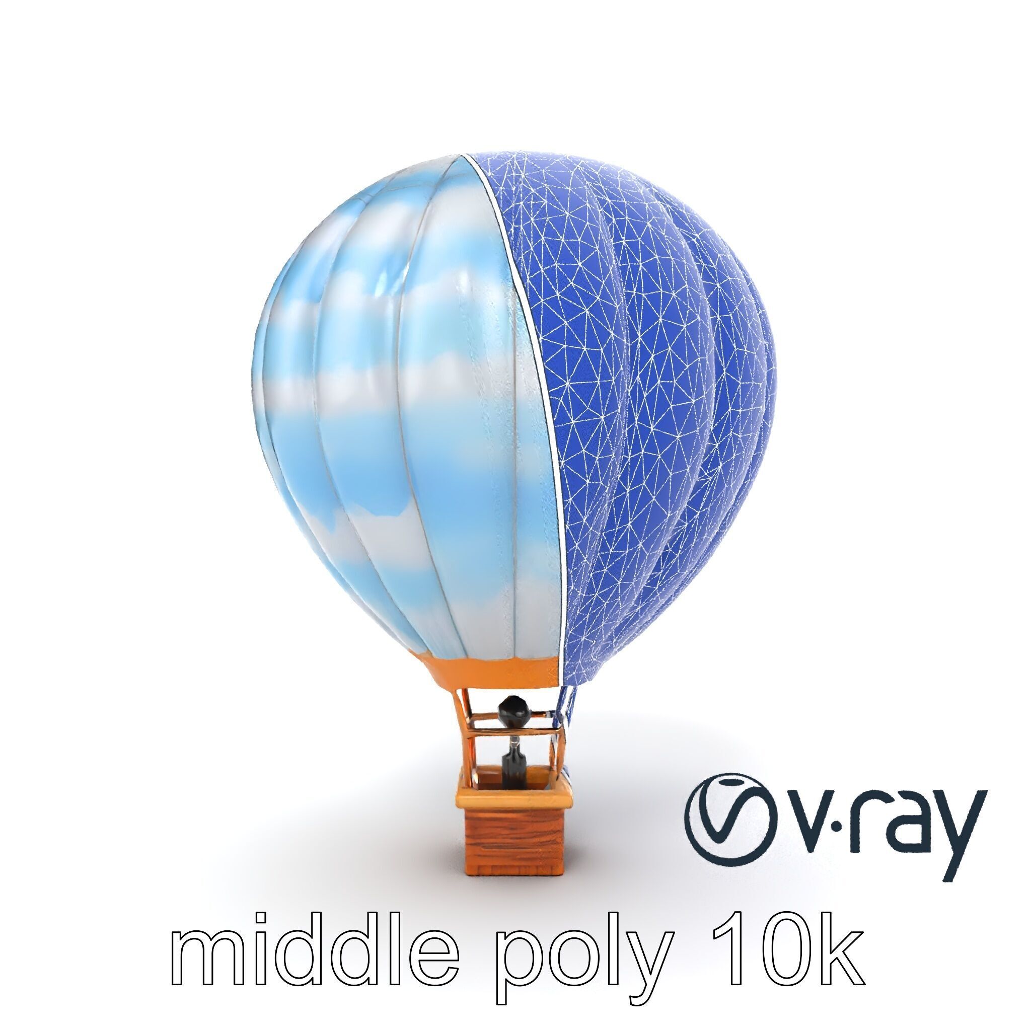 Classic Hot Air Balloon Cloudy Sky model pack Low-poly 3D model_12