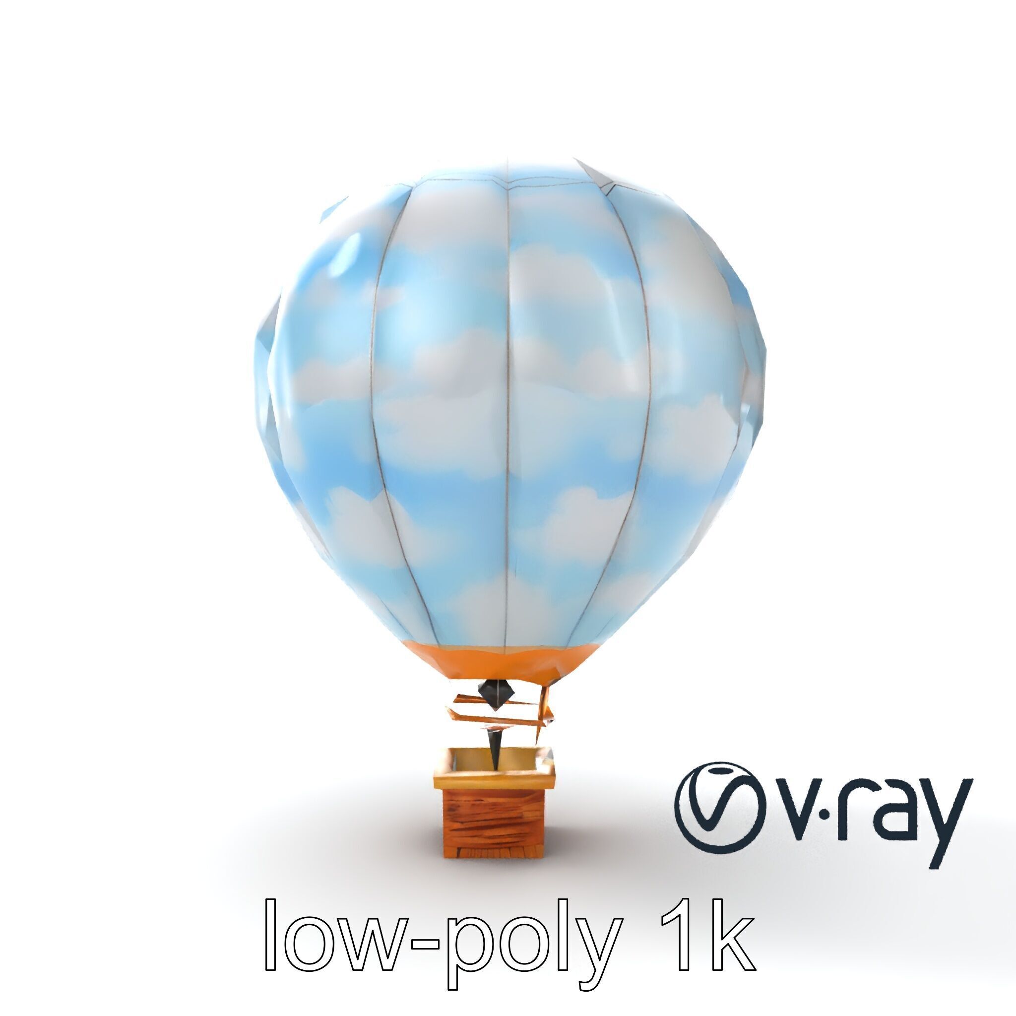 Classic Hot Air Balloon Cloudy Sky model pack Low-poly 3D model_21