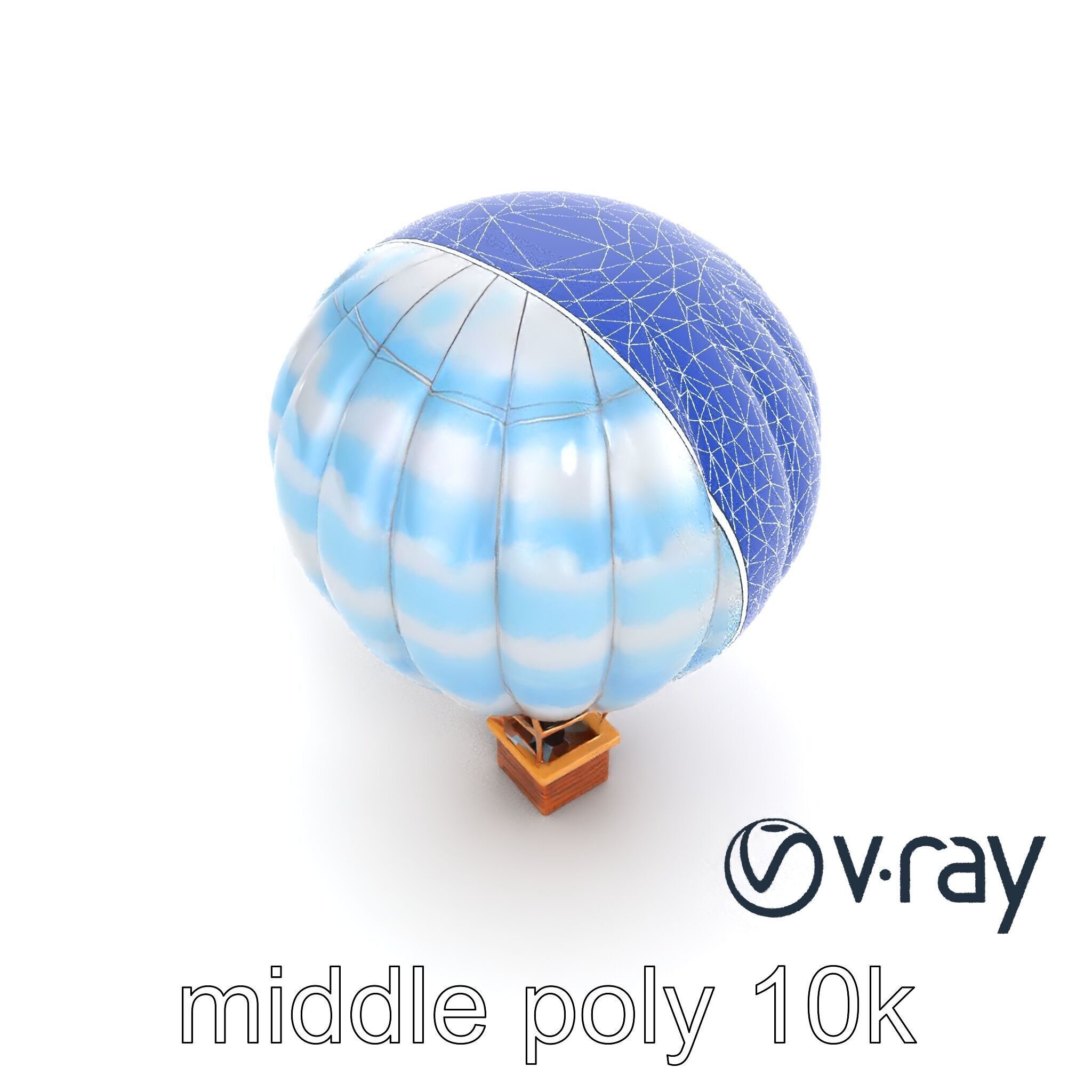 Classic Hot Air Balloon Cloudy Sky model pack Low-poly 3D model_22